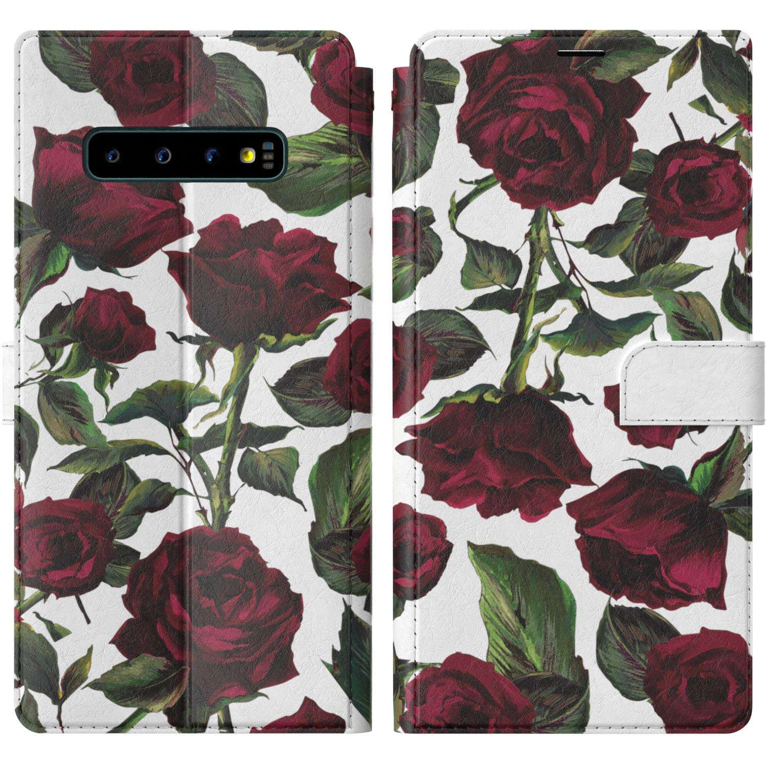 Mertak Wallet Case Compatible with Samsung Galaxy Note 20 Ultra S21 Plus S20 A70 S10 Floral Flowers Flip Magnetic PU Leather Lightweight Red Roses Valentine Protective Folio Romantic Bouquet Cover 2