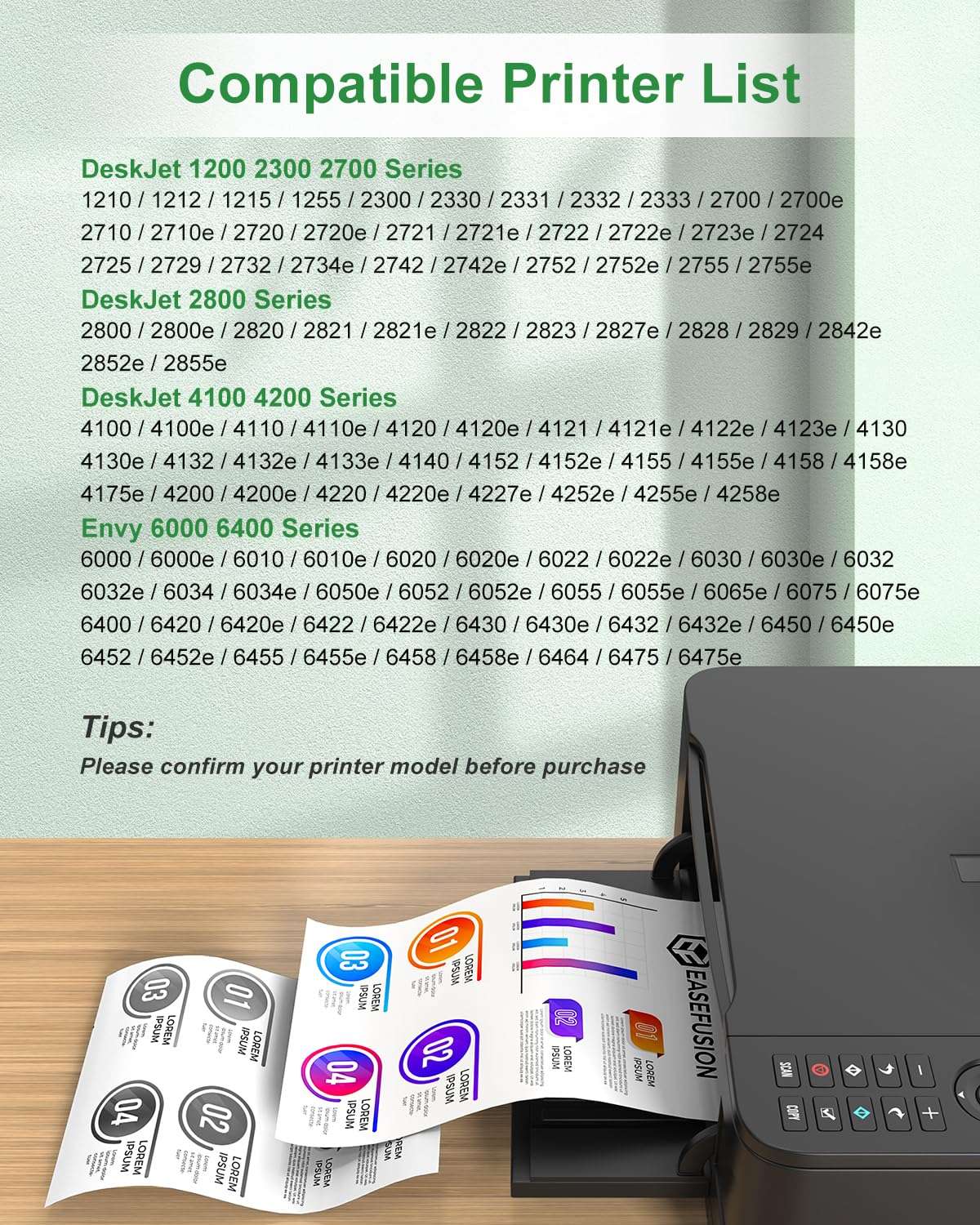 EaseFusion 67XL Ink Cartridges Black/Color Combo Pack Replacement for HP Ink 67 for 67XL HP Printer Ink Compatible with DeskJet 2855e 2755e 2700 4255e 4155e 4100 Envy 6000 6055e 6455e Printer 4