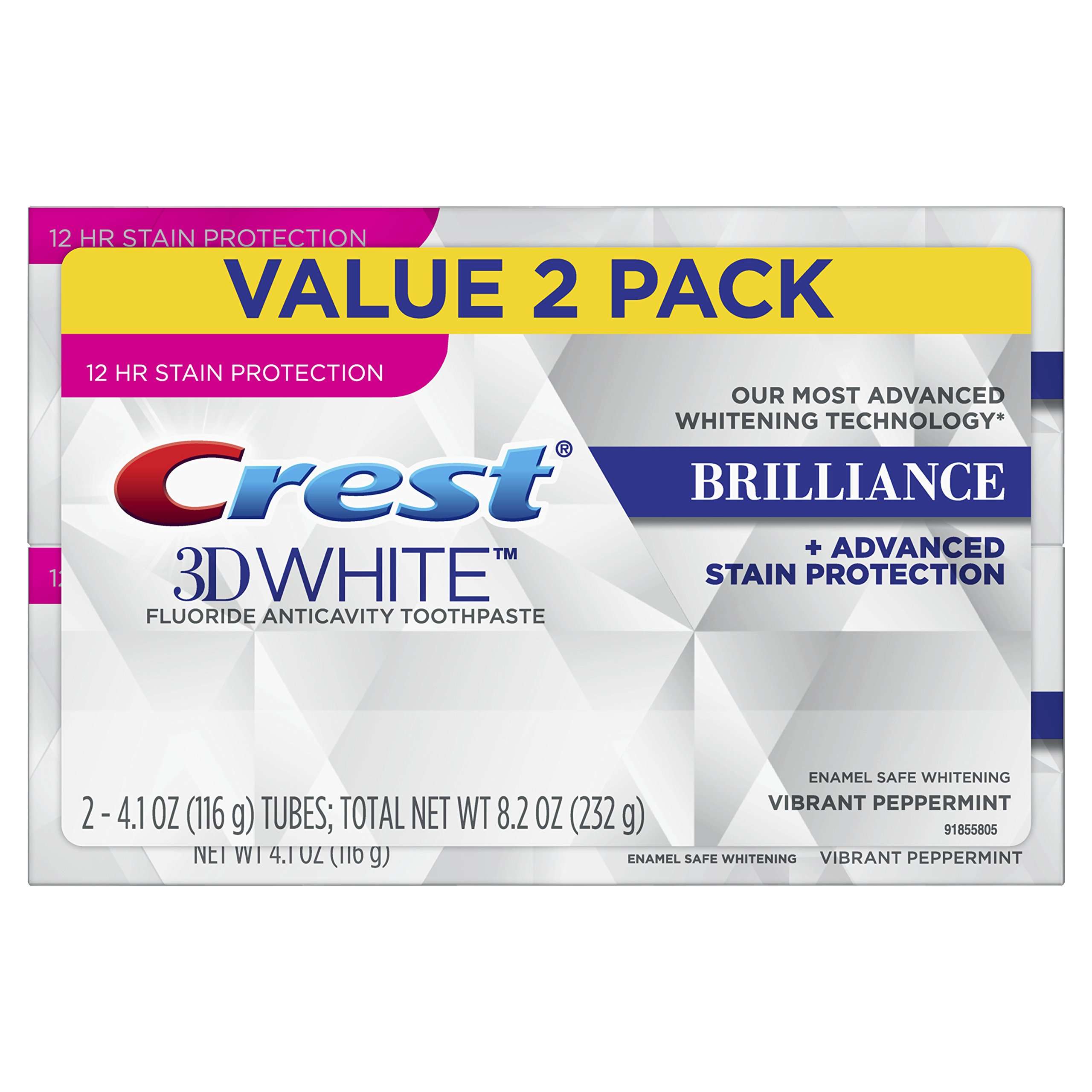 Crest 3D White Brilliance Vibrant Peppermint Toothpaste, Pack of 2 1