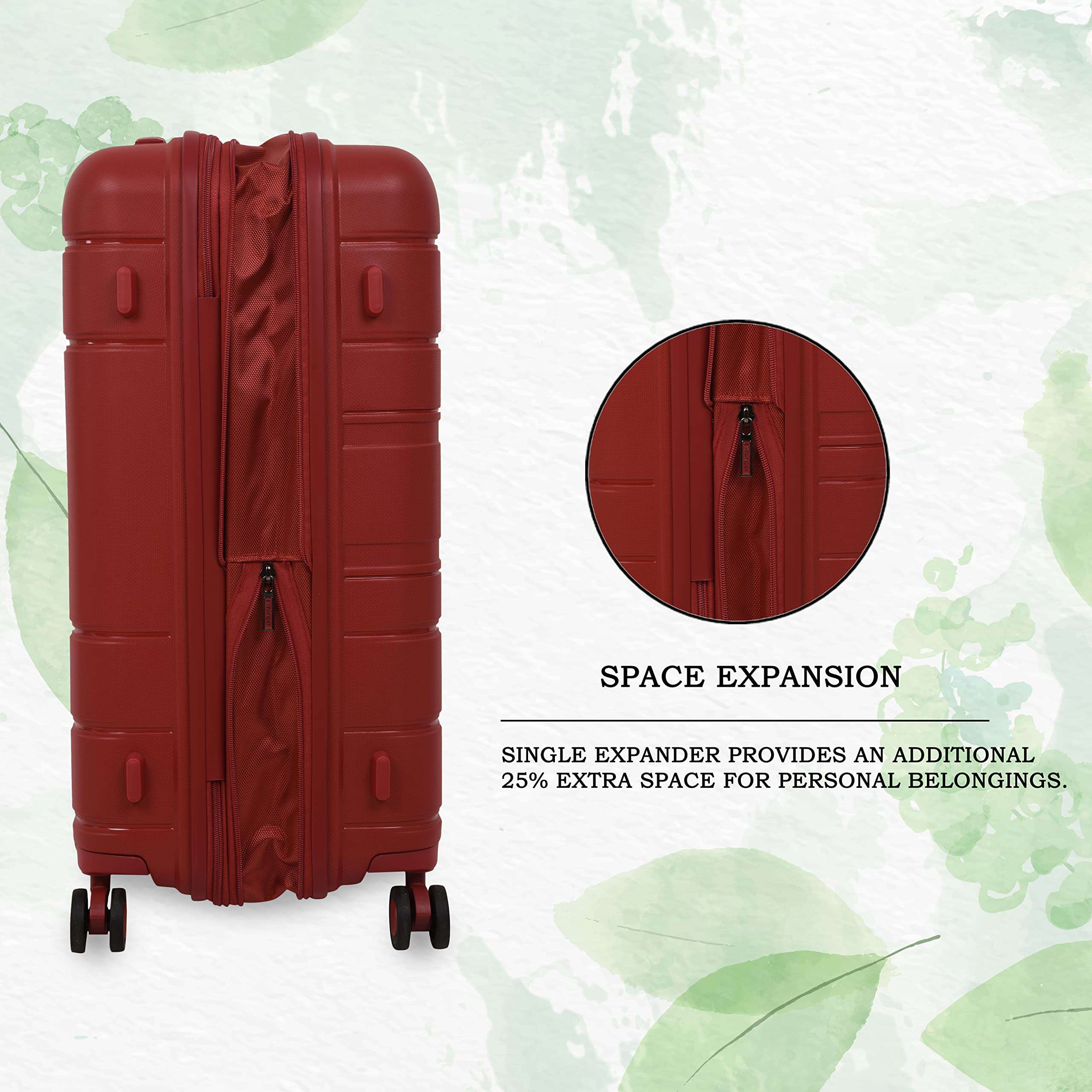 it luggage Eco-Tough| Polypropylene| Bio Degradable| Hardsided Fashion Luggage Suitcase |Expandable| 8 Wheel Trolley |15-2899ECO-08 |Large |Small Red |LS 5