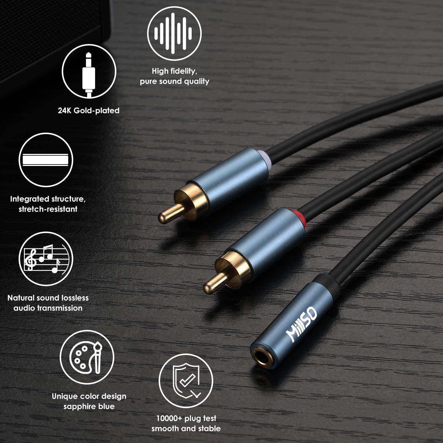 MillSO RCA to 3.5mm Female Adapter 3.5mm Female to 2 RCA Male Stereo Audio Cable TRS 1/8 Aux to Dual RCA Male Cable for Smartphone, Tablet, MP3, Speaker, Home Theater, Receiver, Mixer - 12 inch 5
