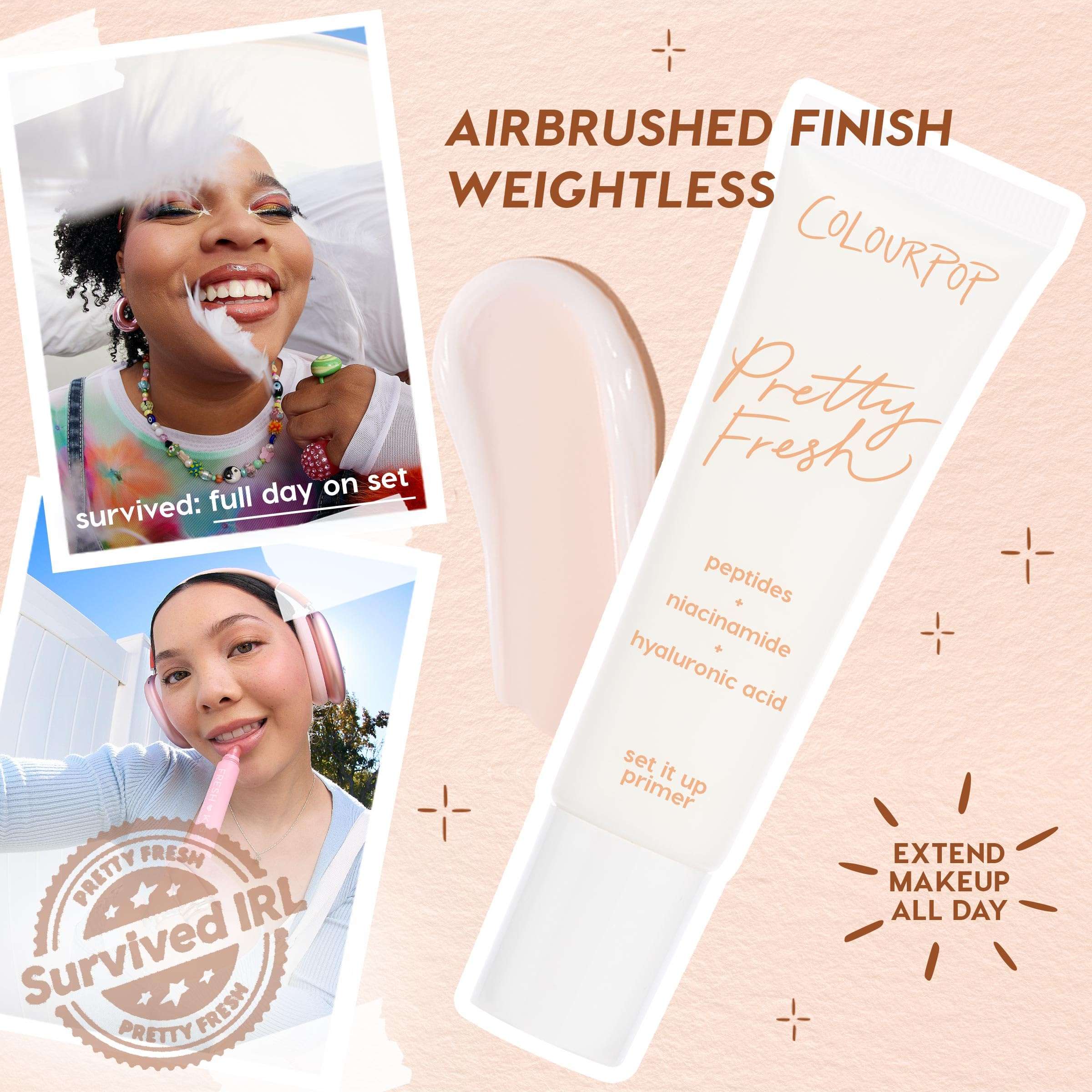 ColourPop Pretty Fresh Airbrush Makeup Primer - Hydrating, Gel-Cream Face Primer & Pore Minimizer with Peptides, Niacinamide & Hyaluronic Acid - Vegan & Cruelty-Free - Set It Up (1 Fl Oz) 3