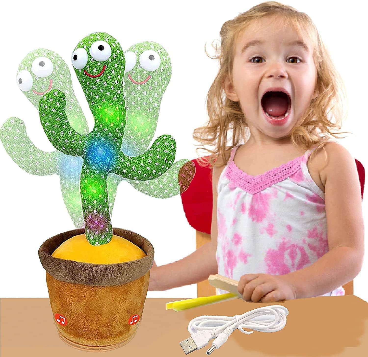 KMC KIDOZ Dancing Cactus Talking Toy, Cactus Plush Toy, Wriggle & Singing Recording Repeat What You Say Funny Education Toys for Babies Children Playing, Home Decorate (Multicolor) (kmc1910) 6