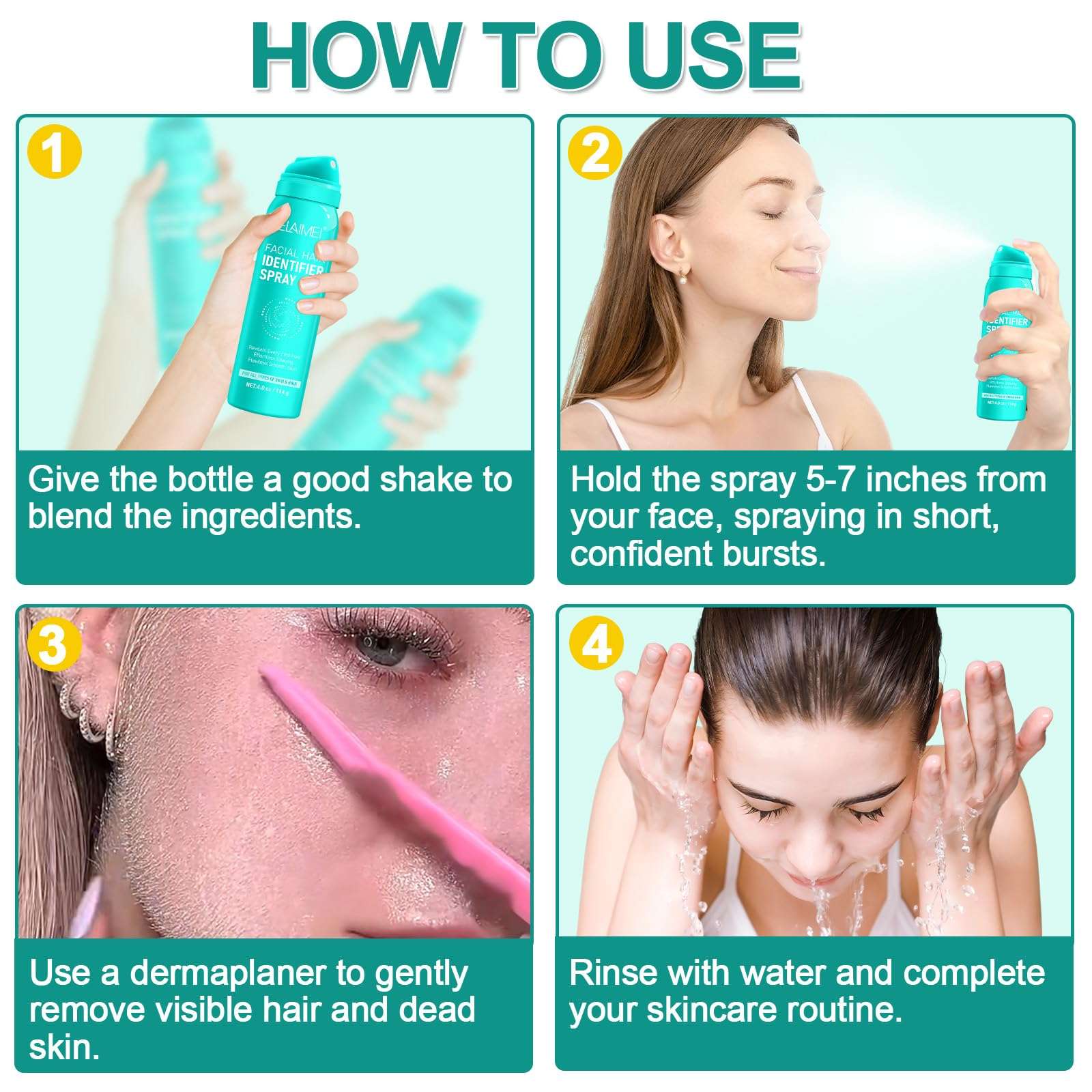Hair Identifier Spray for Face Shaving, Skin Body Hair Identifying Spray for Face Dermaplaning, Used to remove excess hair from the skin, suitable for all skin types 6