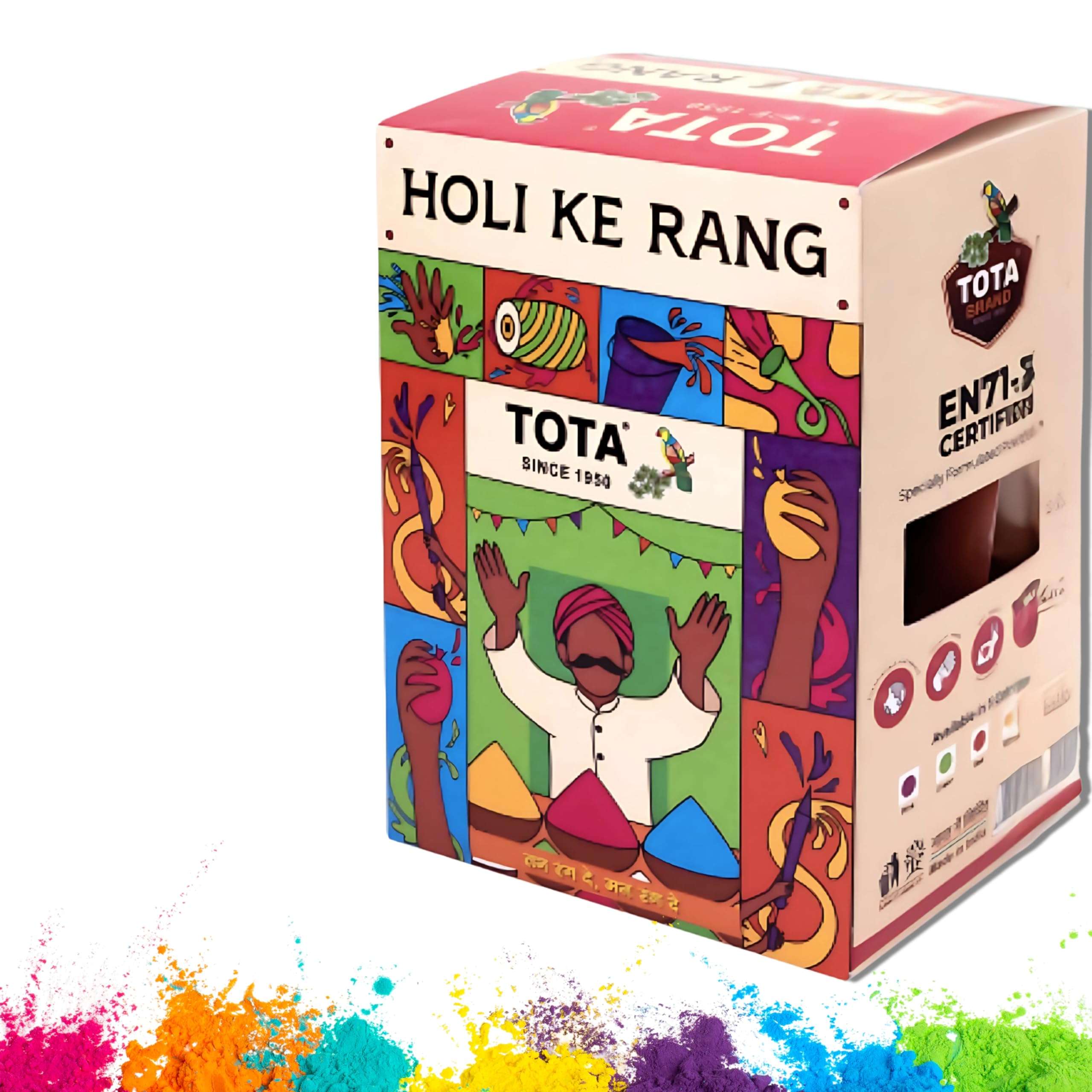 Tota Holi Ke Rang Holi Colour | Organic Holi Gulal | EN-71 Certified Natural and Herbal Holi Colors Powder | Holi Gifts Hamper - Set of 5 Holi Colours Powder 3