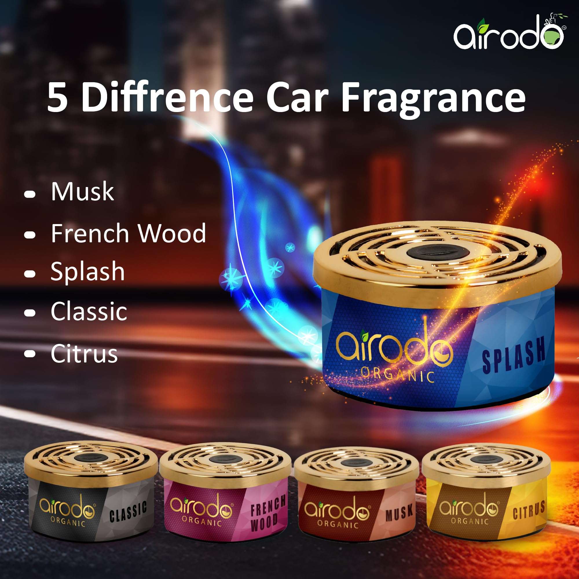 Airodo One Splash Organic Car Perfume, Strong Fiber Air Freshener to Freshen'up Your Car - 40 g,Car Accessories interior car perfumes and fresheners 5