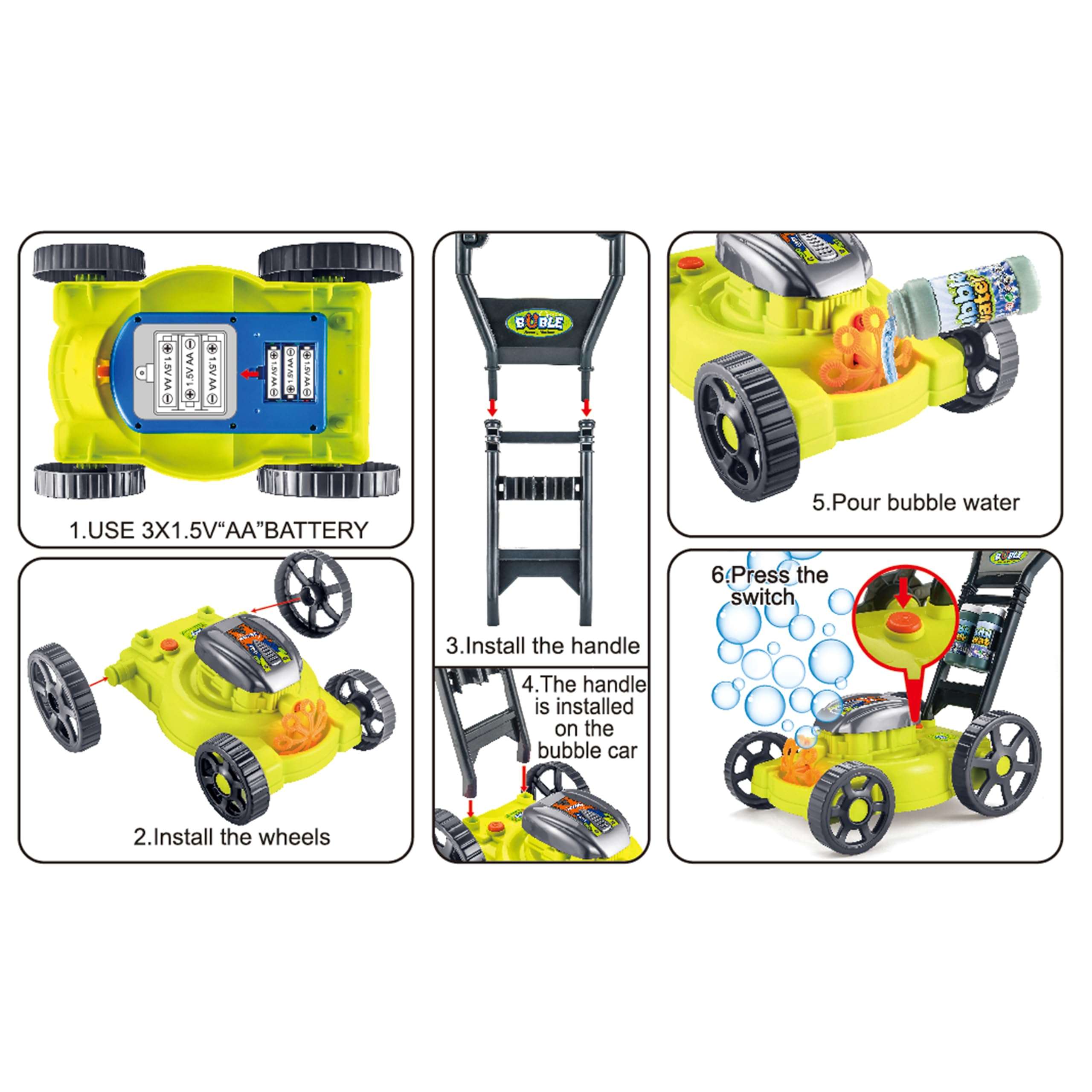 Bubble Lawn Mower for Toddlers 3+. Kids Bubble Blower Machine, Indoor Outdoor Push Gardening Toys, Halloween Birthday Gifts Toys for Preschool Baby，Party Summer Backyard Toys for Baby Girls (Blue) 5