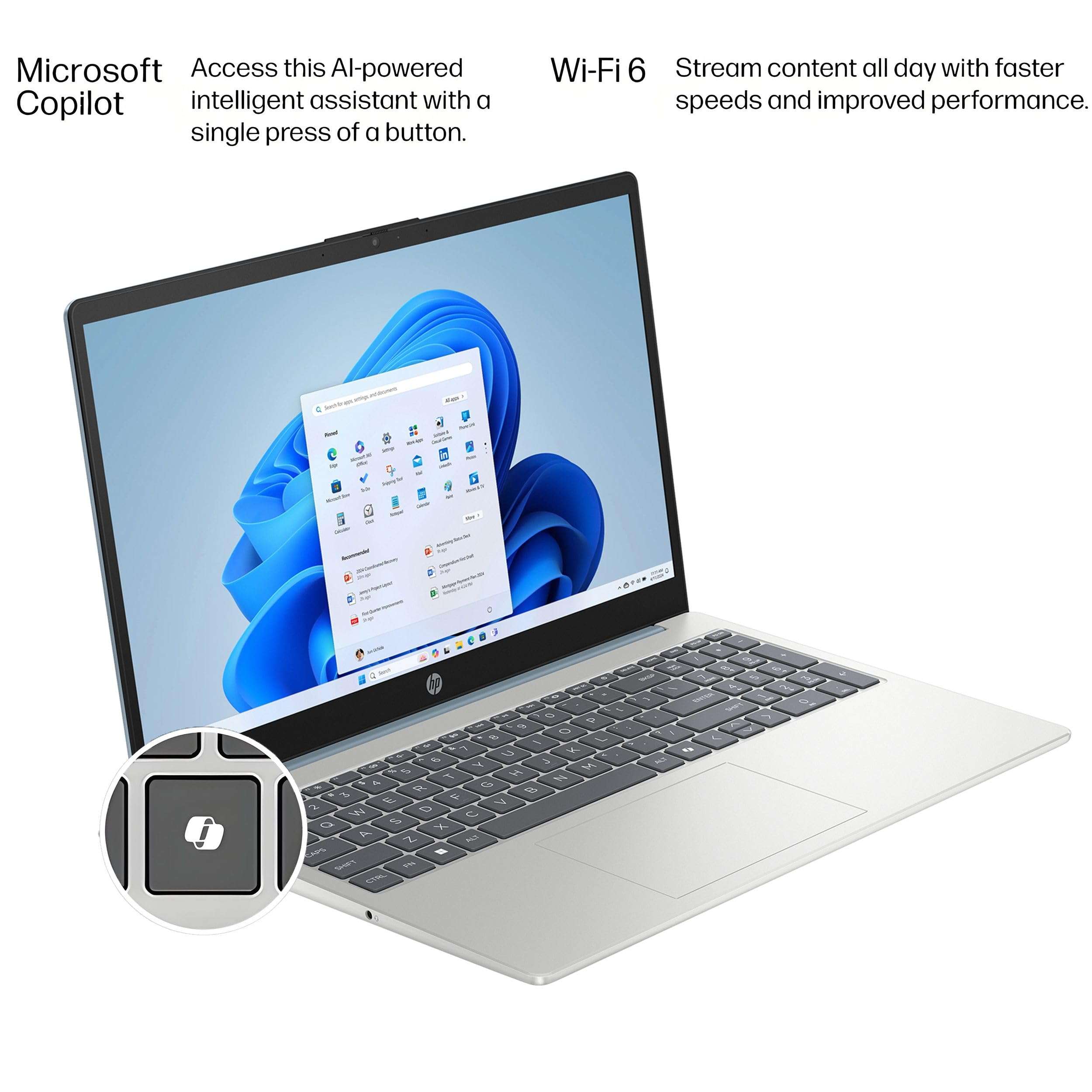 HP 15.6 inch Touchscreen Laptop Computer for Business & Home Student, Intel 8-Core Processor, 8GB DDR4 RAM, 1TB PCIe SSD, WiFi 6, BT 5.4, FHD, Copilot Key, Moonlight Blue, Windows 11 Pro, Type-C HUB 4