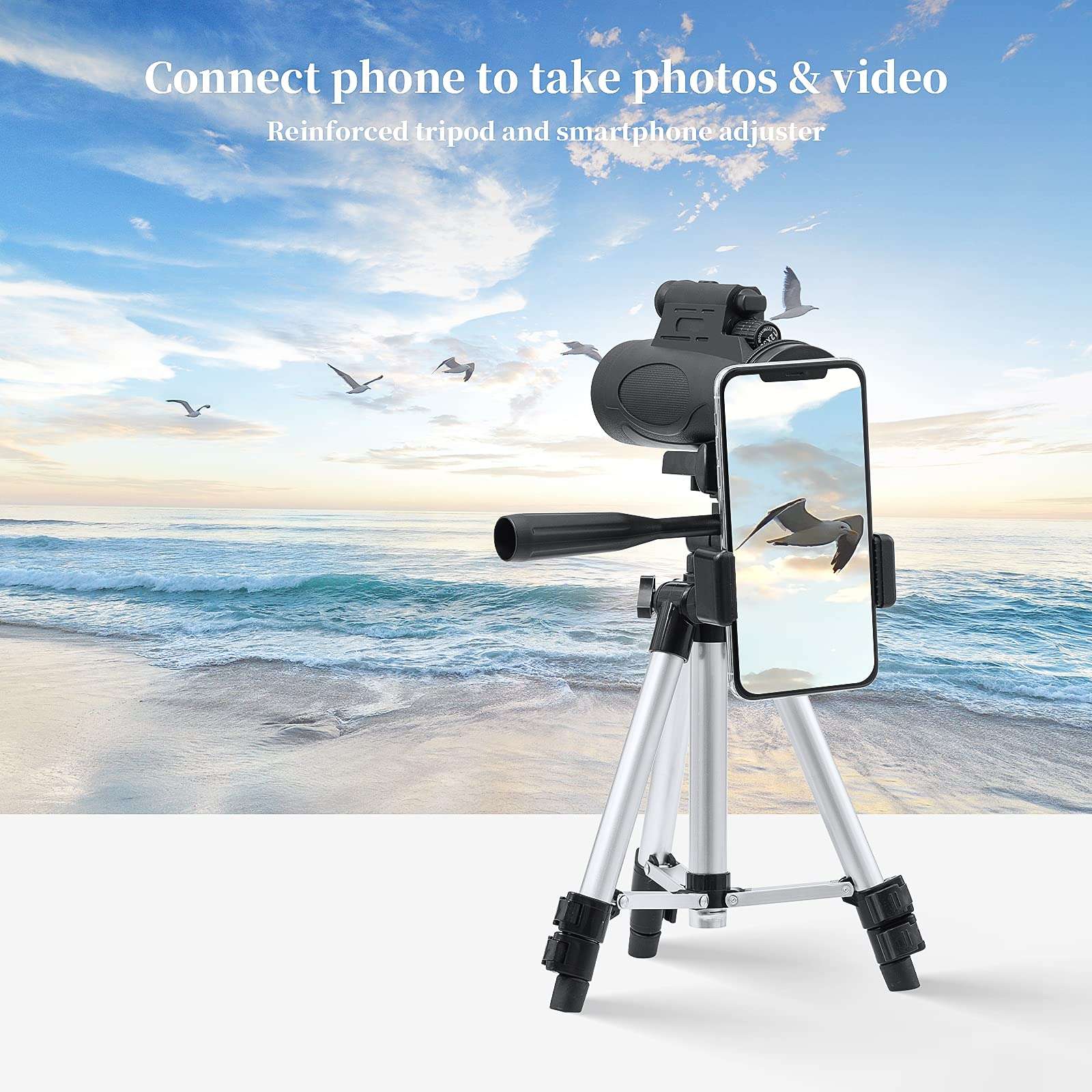 Marvelent 12x50 Monocular Telescope - HD Monocular with Smartphone Adapter, Tripod, BAK4 Prism, Waterproof Shockproof, for Wildlife Bird Watching Hunting Bird Travel Camping Hiking 6