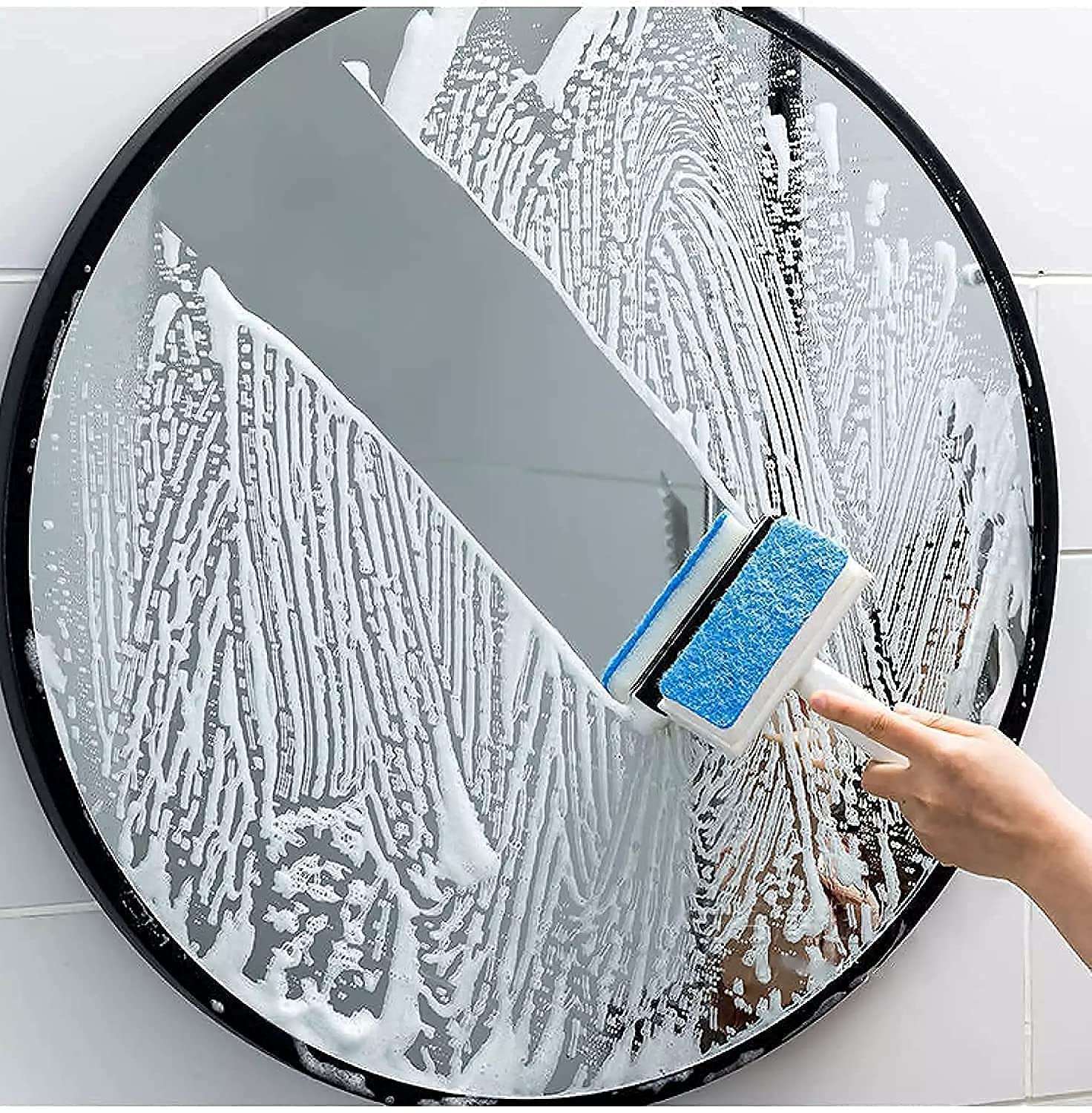 Glowick All-Purpose Window Squeegee 2-in-1 Window Cleaner Wiper and Scrubber for Car, Glass Window Office, House // Mirror Grout Tile Cleaner Washing Pot Double-Sided Wiper (1Pcs) 1