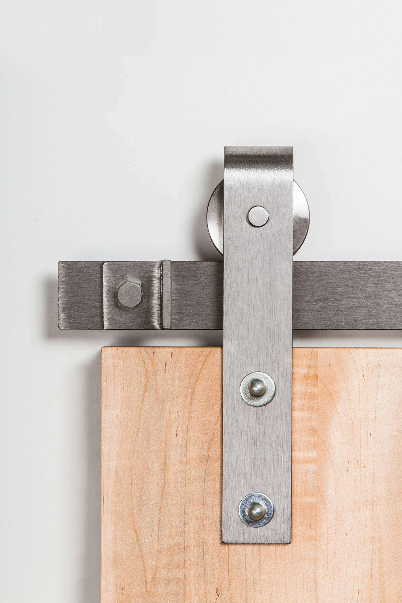 Flat Track Commercial Grade Sliding Barn Door Complete Hardware Kit with Track, Mounts, and Hangers-Made in USA 1