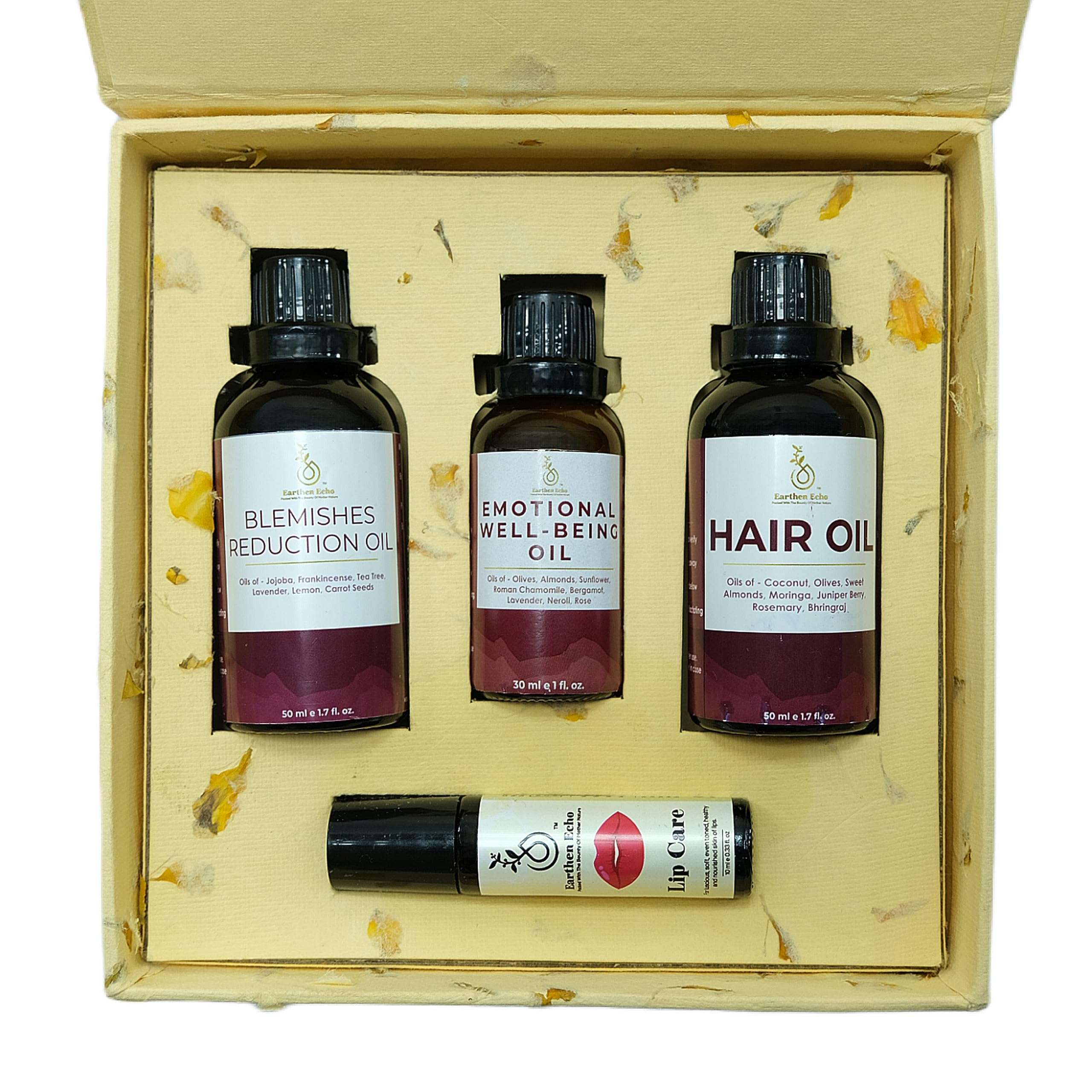 Earthen Echo | Combo of Essential Oils - Emotional Well-Being, Blemishes Reduction, Hair Care, Lip Care | Natural Skincare | Ideal for Gifting | All Skin Types | Men & Women 3
