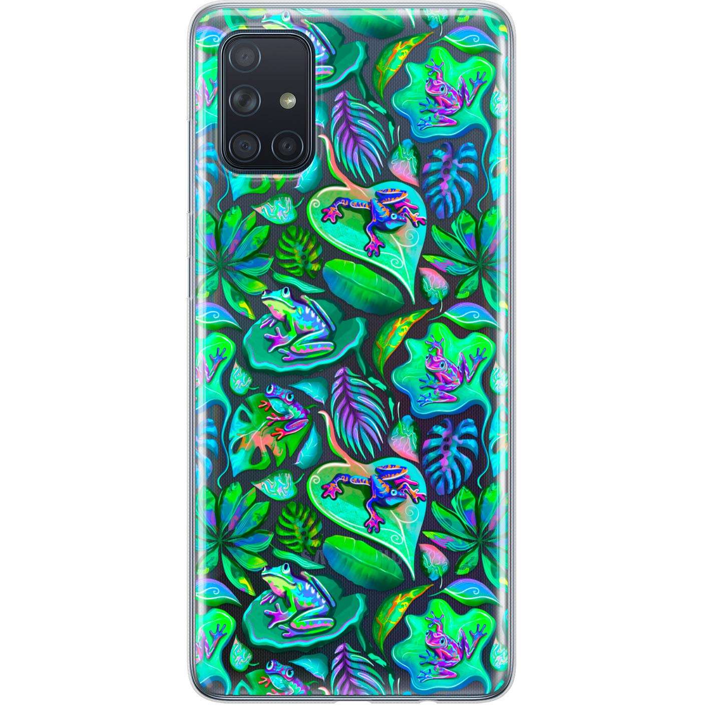 Lex Altern TPU Case Compatible with Samsung Galaxy A72 A71 5G A70 A51 A50 A20 A11 A01 Protective Print Slim Lightweight Flexible Clear Trippy Tropical Frogs Green Leaves Cover Hawaiian Soft phh525 1