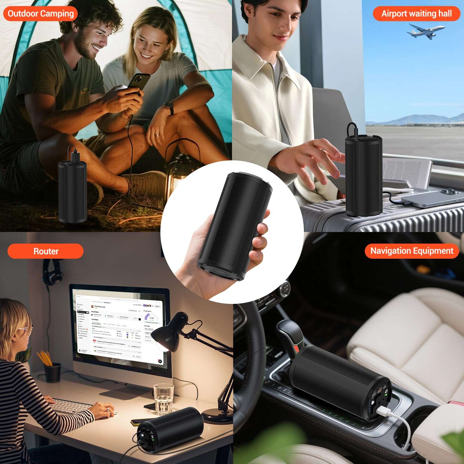 Flyvair Portable Laptop Charger 27000mAh 98Wh, Power Bank with AC Outlet 65W PD Fast Charging External Battery Pack, Mini Portable Power Station for MacBook Pro Dell HP Travel Camping Airline Approved 6