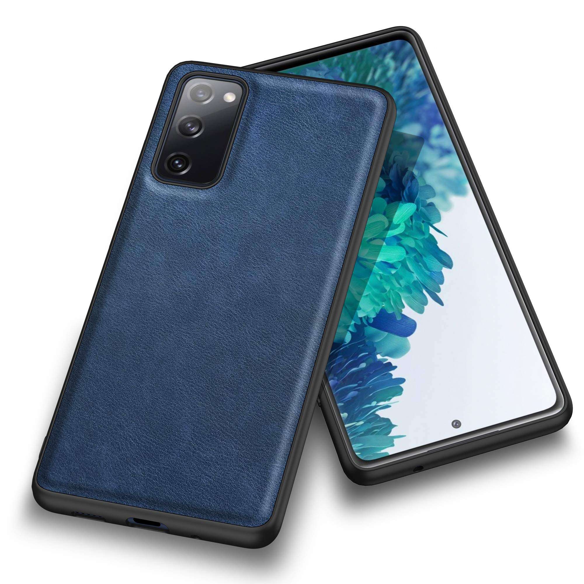 Arkour for Samsung Galaxy S20 FE 5G Case, Thin Slim Luxury Leather Business Vintage Non-Slip Soft Grip Shockproof Protective Phone Cover Cases for Samsung Galaxy S20 FE (Blue) 2