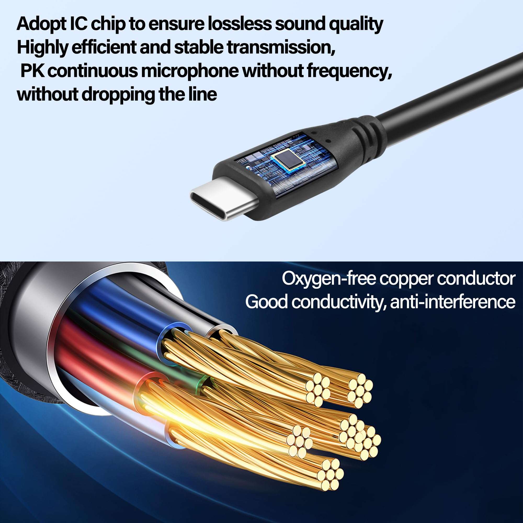 JSADZKJ USB C to USB+USB C Splitter Charger Cable,Type-C to USB Sound Card Splitter Cable 2-in-1 USB C Male OTG Cable, Support Phone,Sound Card,Microphone,for Live Streaming,Karaoke 3.28Ft 6