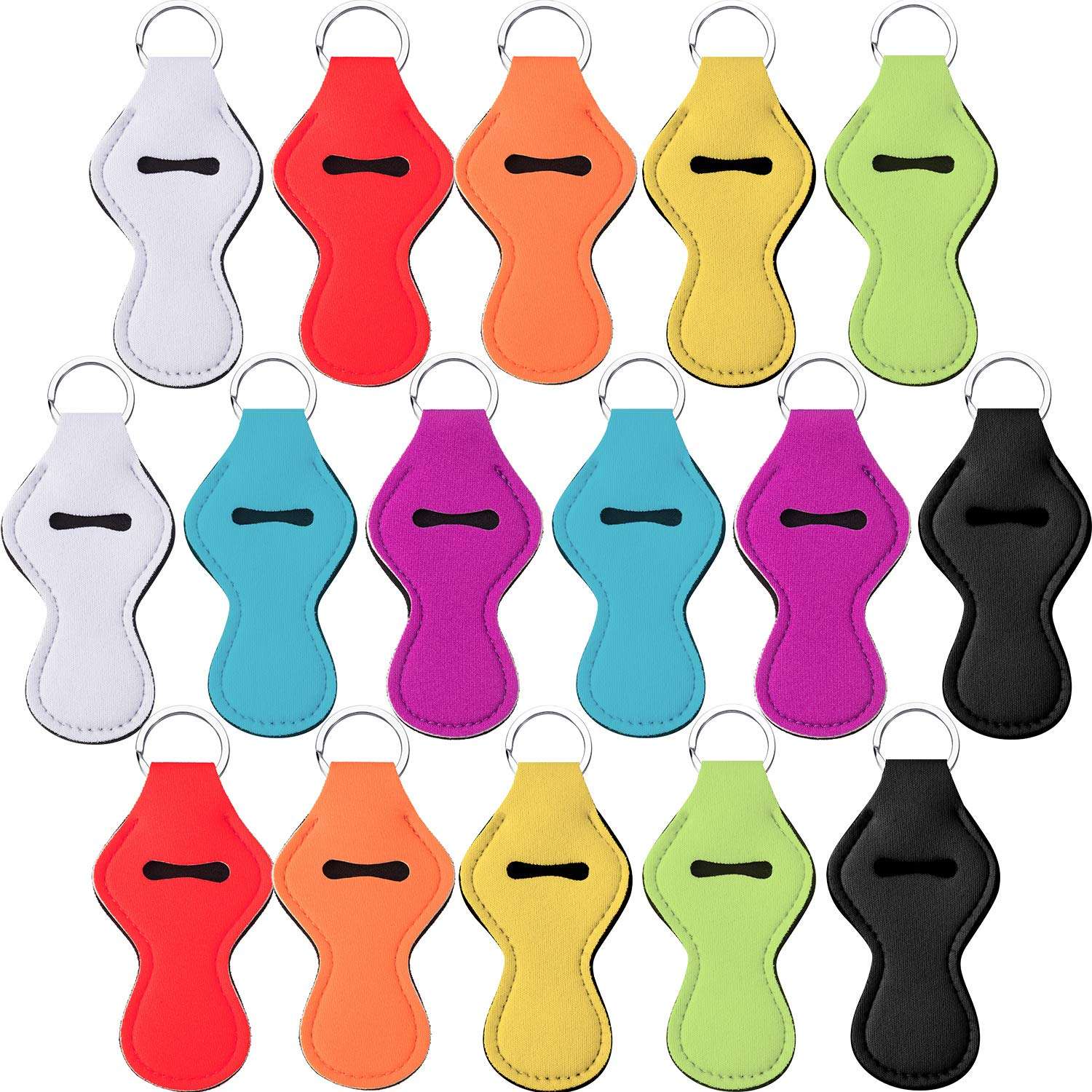 Lipstick Balm Holder Keychain Chapstick Key Chain Holder Different Vibrant Prints (16 Pieces, Style C) 1
