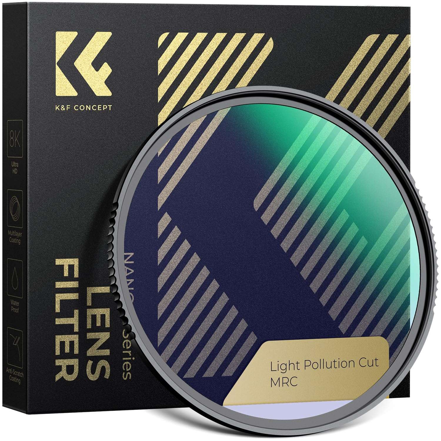 K&F CONCEPT 49mm Clear Natural Night Filter 28 Multi-Layer Coatings Light Pollution Reduction Filter for Night City Sky Star Shots, No Color Cast (Nano-X Series)