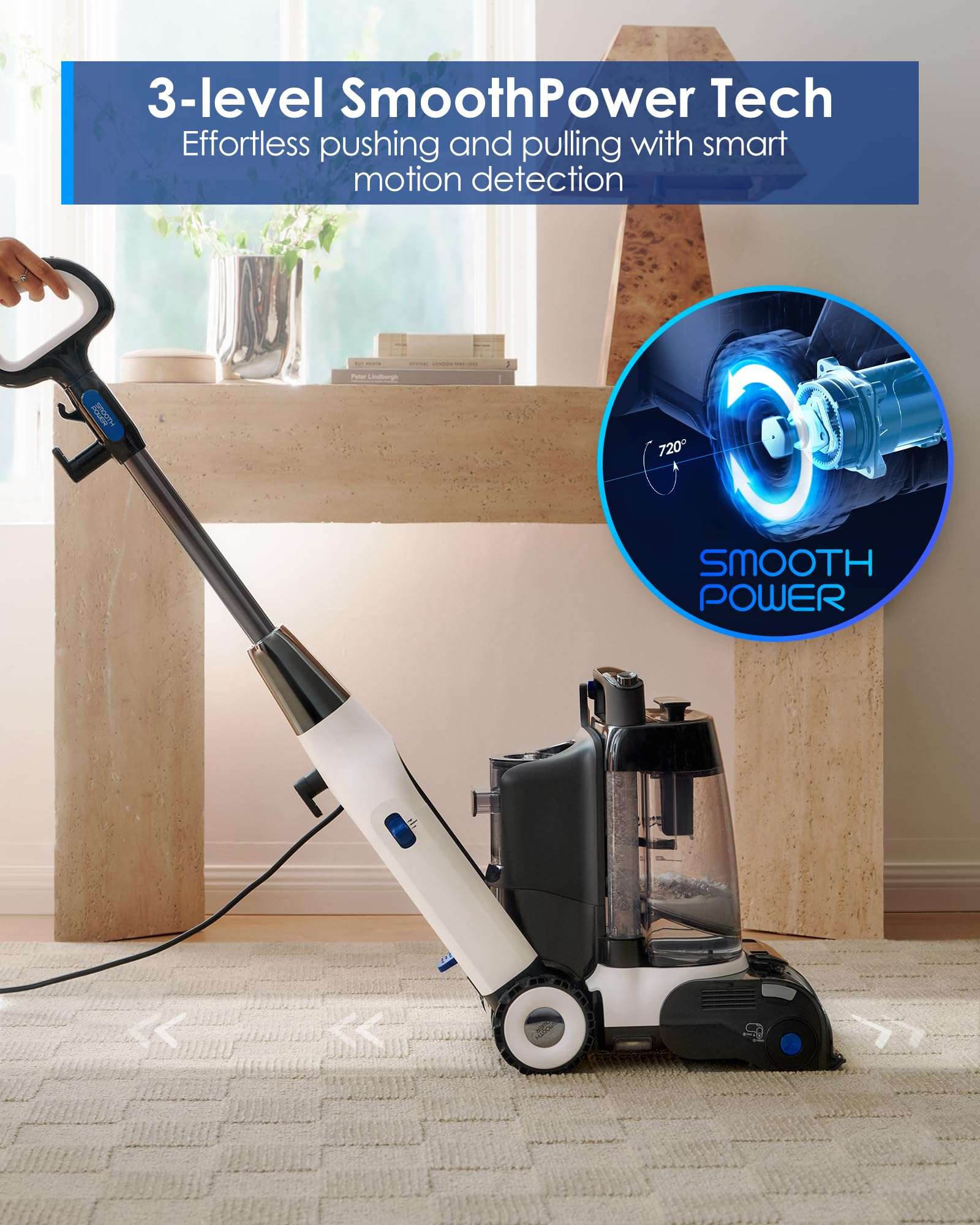 Tineco CARPET ONE Cruiser Smart Carpet Cleaner, Self-Cleaning and FlashDry, Deep Cleaning for Carpet and Upholstery 167℉ PowerDry 130W Powerful suction SmoothPower 3