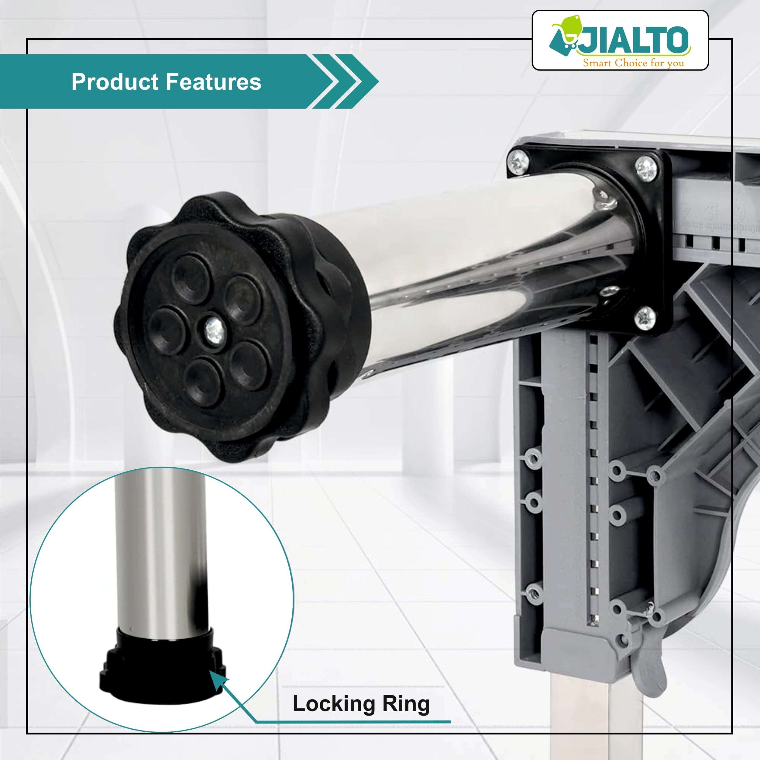 JIALTO Universal Adjustable Washing Machine Stand with 4 Heavy-Duty Legs- Movable Base for Refrigerator, Dishwasher & Appliances- Load Capacity 8–200 kg (WM - Single Pipe & 4 Legs Grey) 6