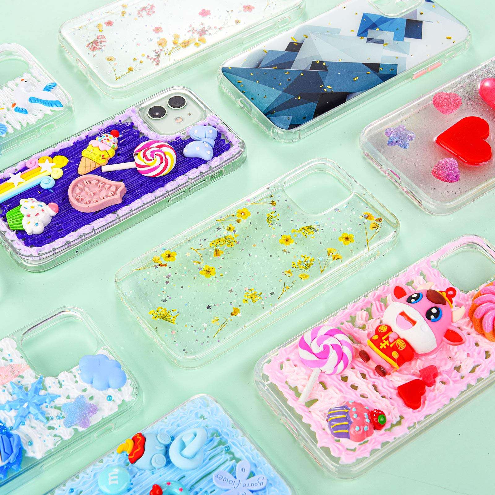 6 Pieces Epoxy Resin DIY Mobile Phone Cases Sublimation Blanks Phone Case Covers 3 Piece Hard Shells 3 Pieces Soft Shells Compatible with iPhone 11 6