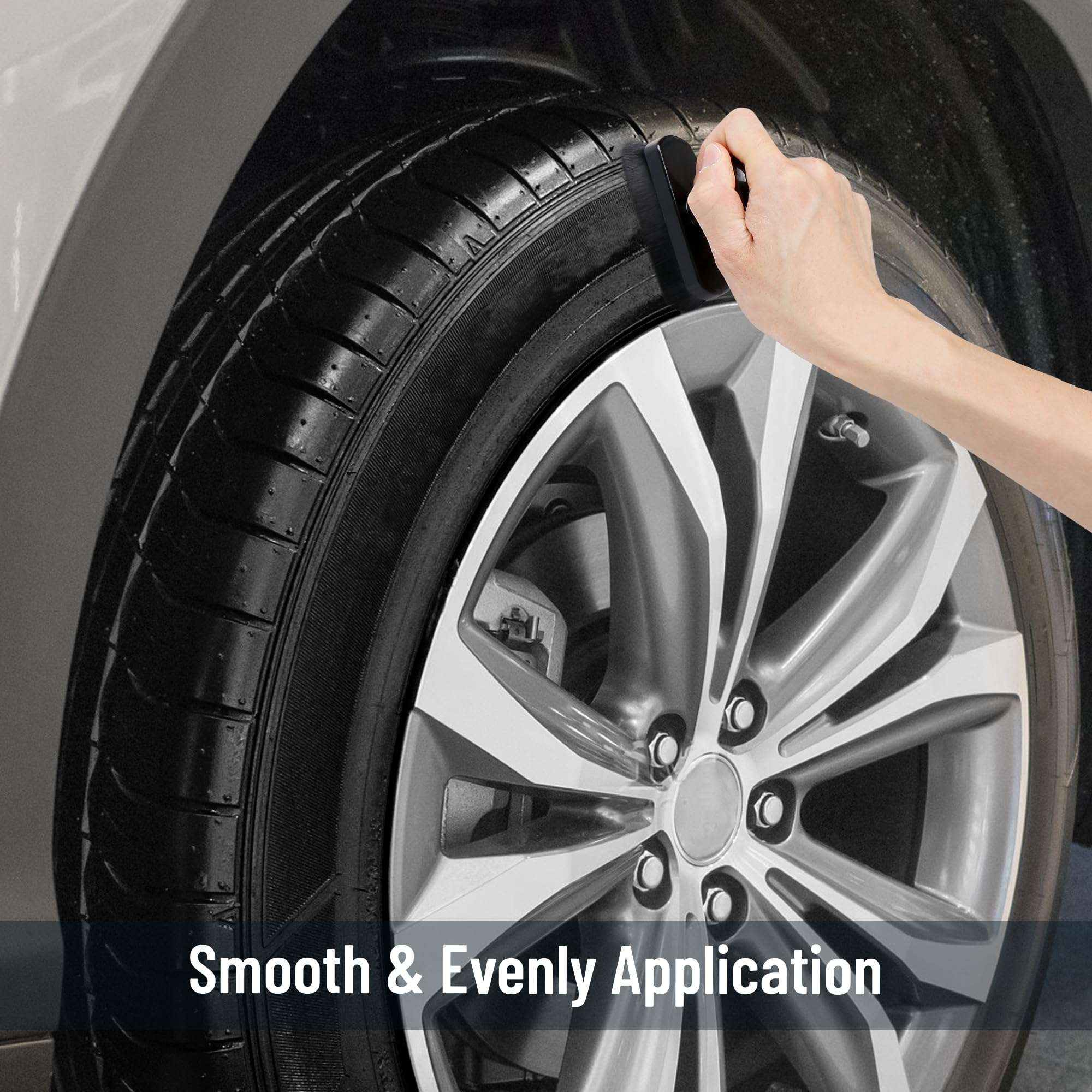 Tire Shine Applicator Brush - Extra Large and Small Size Automotive Tire Dressing Applicator Brush with Storage Stand 6