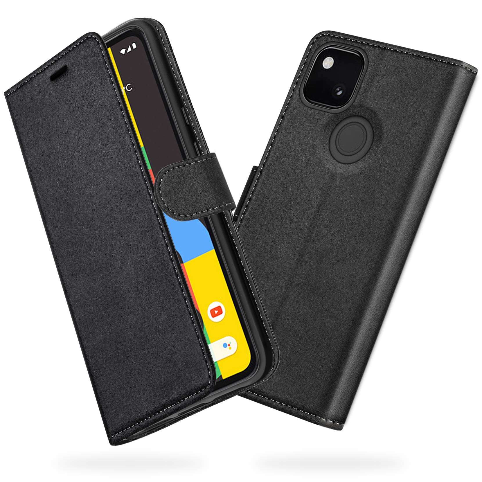 ykooe Google Pixel 4A Case (5.8"), Classic PU Leather Flip Phone Case for Google Pixel 4A 2020 Card Holder Cover, Black 1