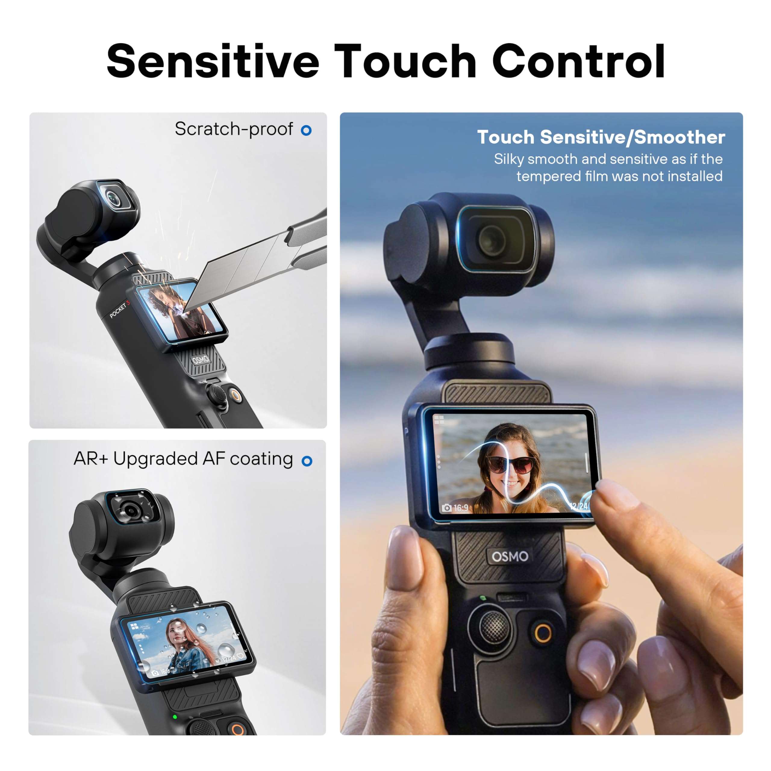 Tomat AR Screen Protector for DJI Pocket 3 Accessories with Auto-Align Install Kit,Anti Reflective HD Tempered Glass Screen Protector Film for DJI Osmo Pocket 3 Screen and Len, 2 Pack 4