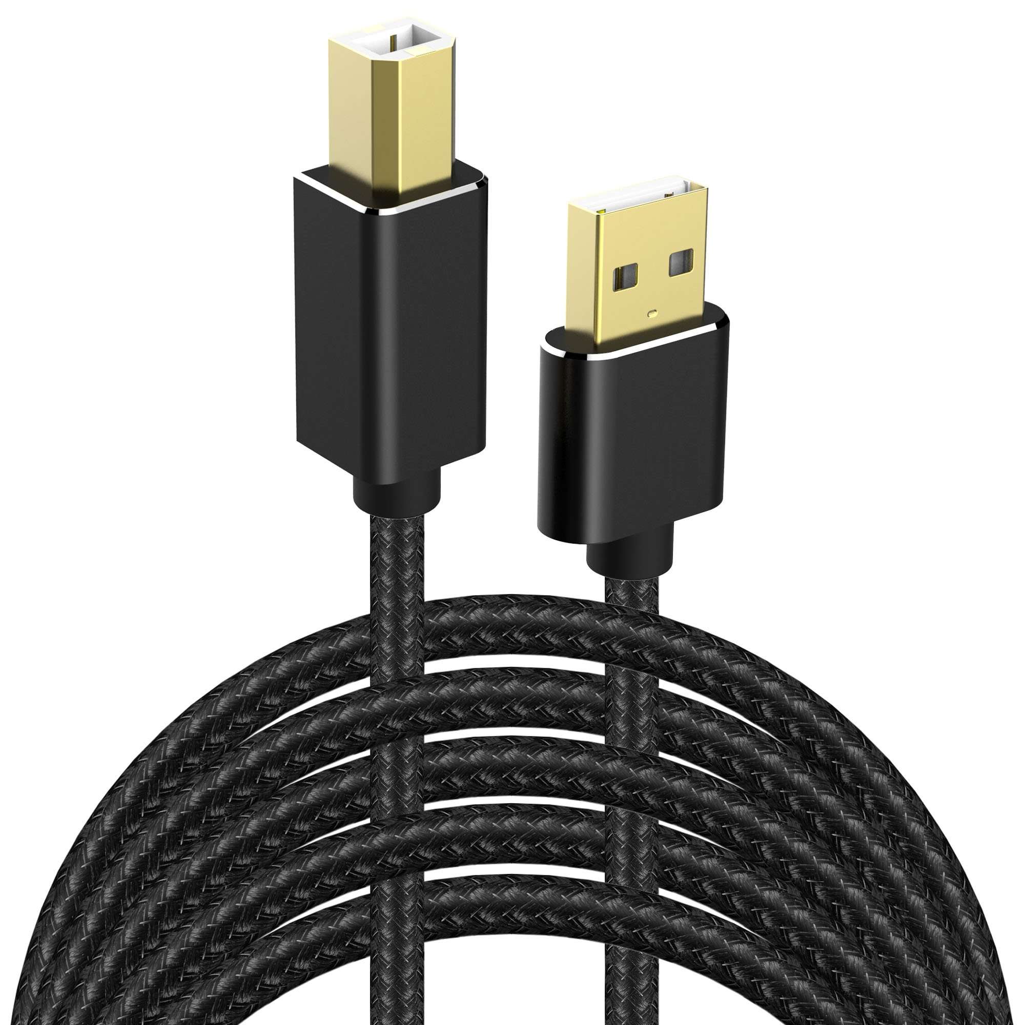USB Printer Cable, UMECORE 10FT Braided Flexible USB 2.0 Type A Male to USB Type B Male Scanner Cord High Speed for HP Canon Dell Lexmark Epson Xerox Samsung and More 1