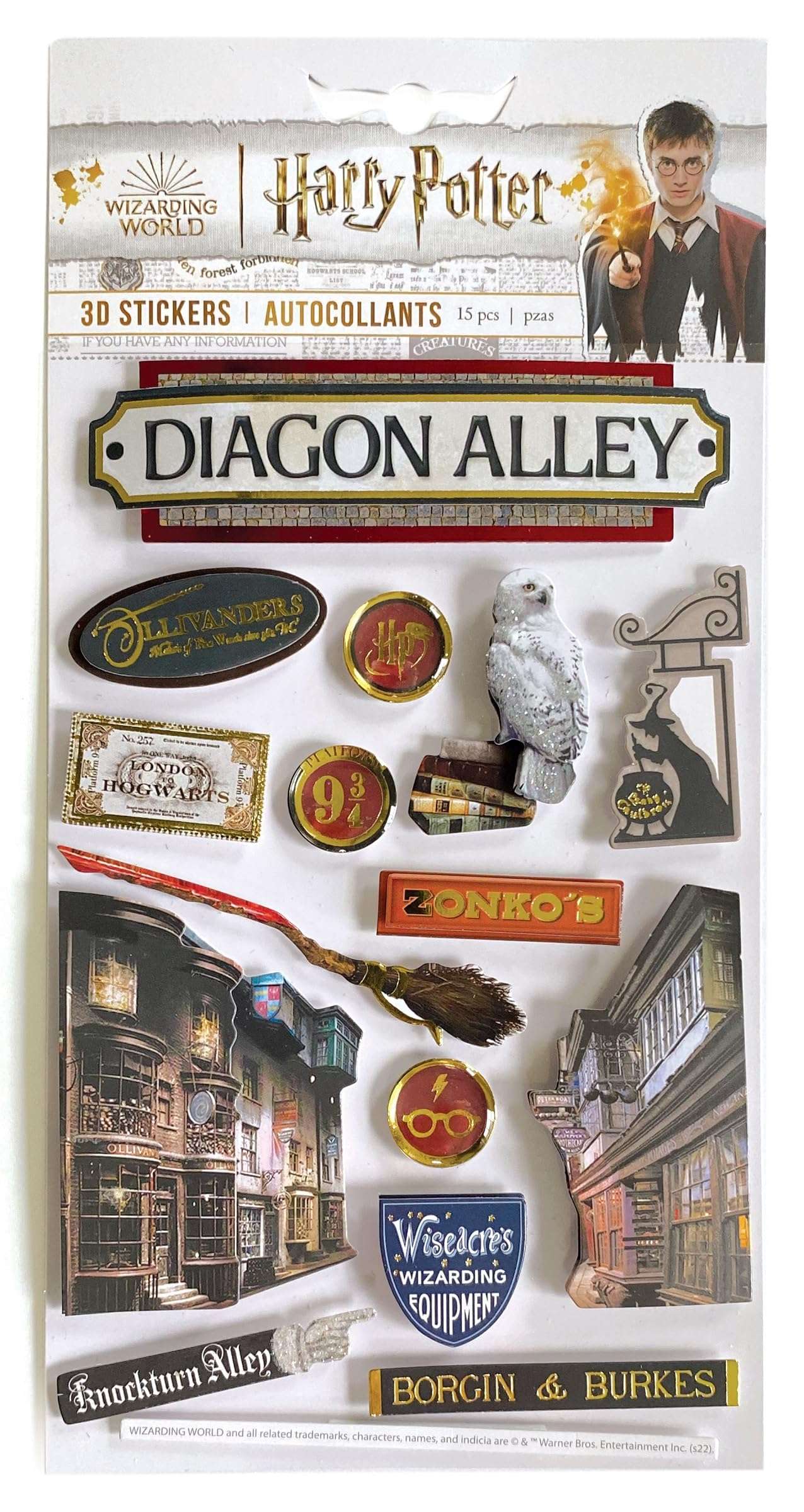 Paper House Productions Harry Potter Die-Cut 3D Scrapbook Sticker Sheet - Diagon Alley, 3-Pack 4
