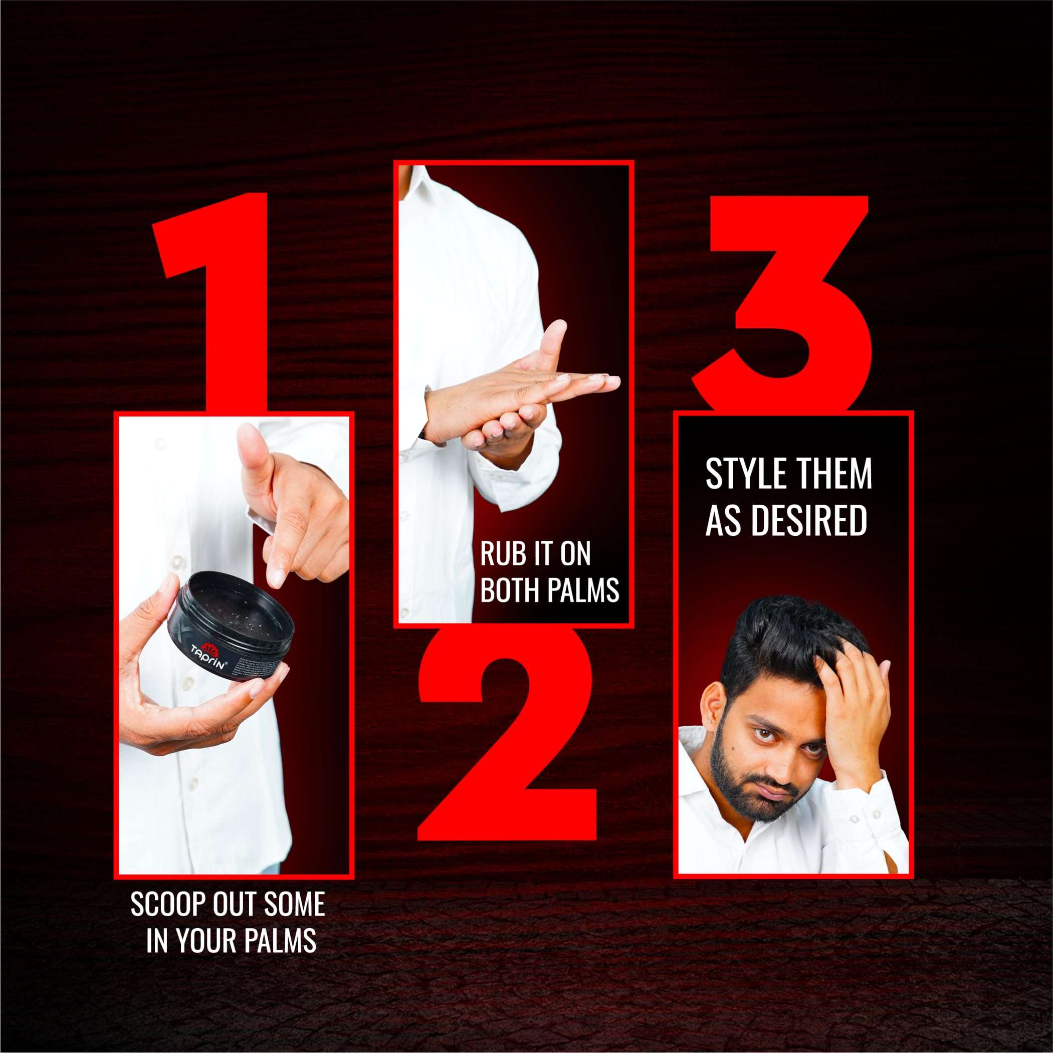 Taprin High Volume Xtra Strong Hold Hair Styling Wax 80ml | Glossy Finish, Shine, Styling wax | Hair Wax for Men 5