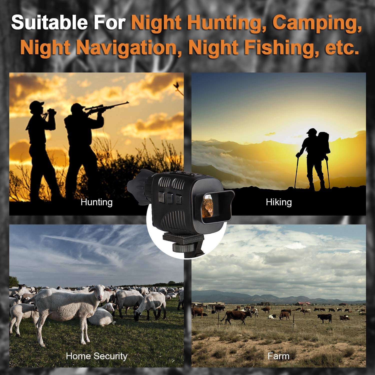 CANIS LATRANS Digital Night Vision Monoculars IR Night Vision Goggles Infrared Digital Camera with 1.5” TFT LCD,3W, 850nm IR LEDs for Outdoor/Surveillance/Bird Watching 6