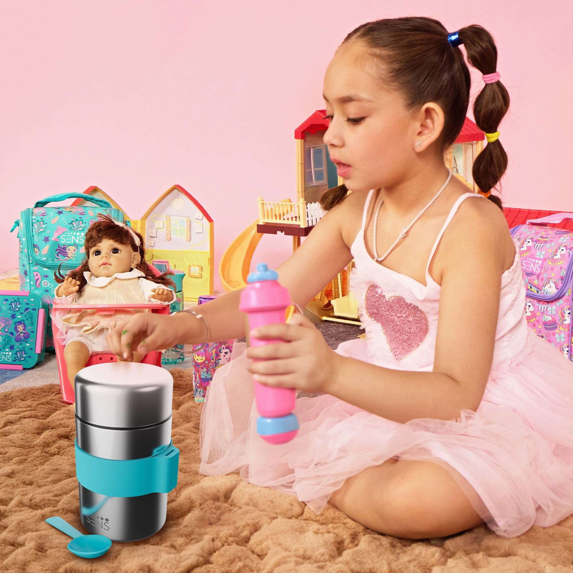 SENS JarJoy Food Jar 480ml for Kids, Additional Spoon, 304 Stainless Steel, hot or Cold up to 6 hrs, School, Picnic, Kids - Berry 4