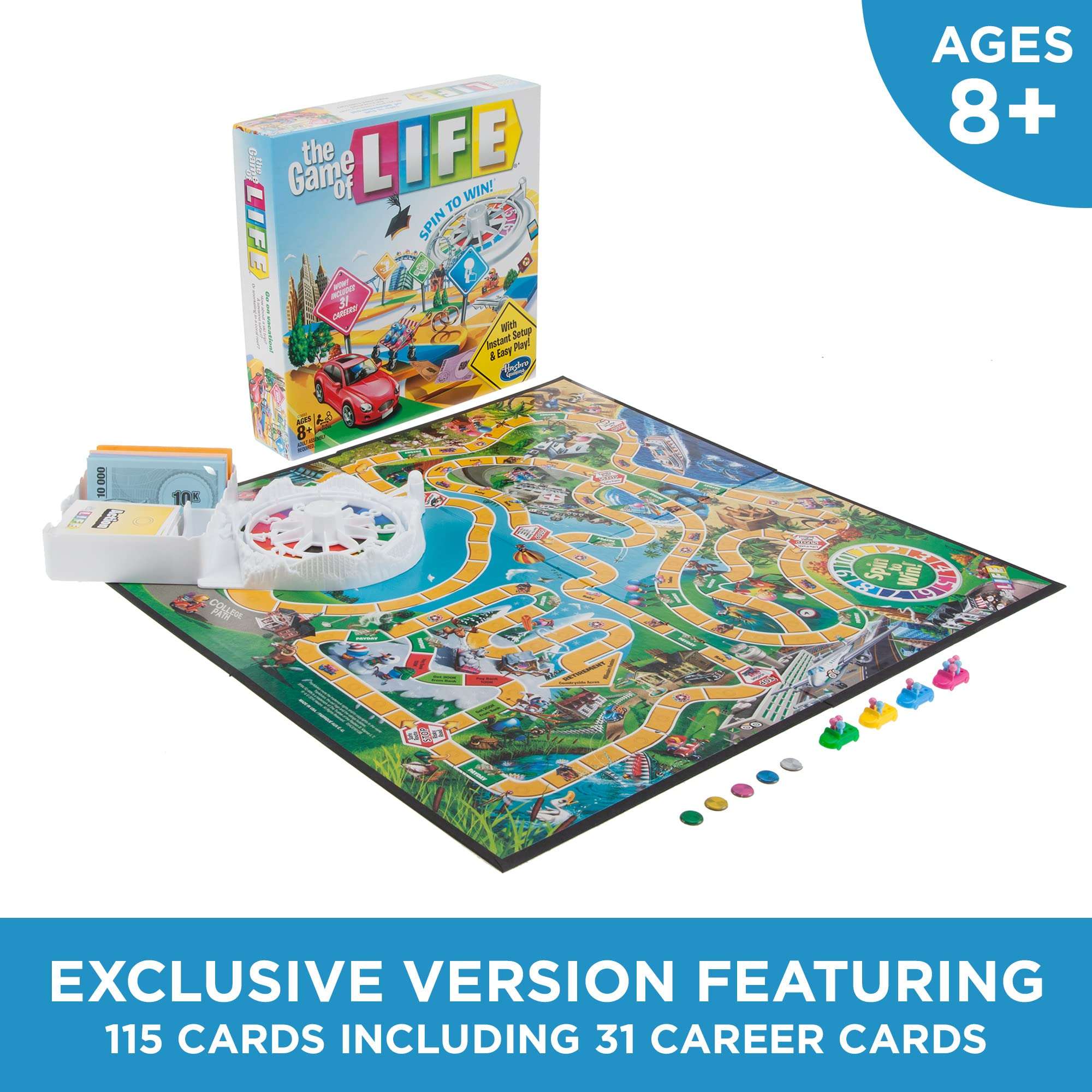 Hasbro Gaming The Game of Life Board Game, Family Games for Kids Ages 8+, Includes 31 Careers, Family Board Games for 2-4 Players, (Amazon Exclusive) 3