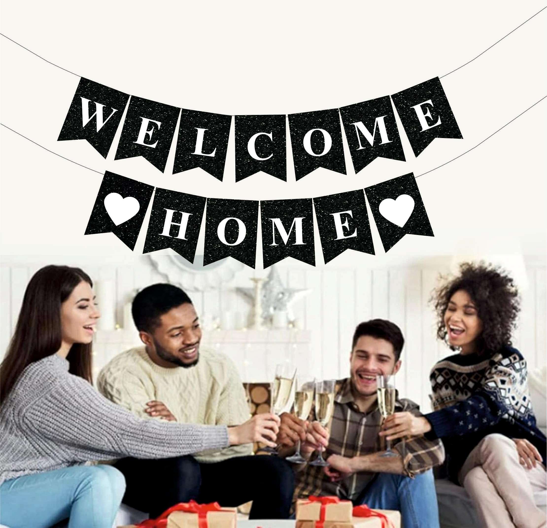 SVM CRAFT® black glitter welcome home banner, Home Sweet Home Gold Glitter Hanging Sign Banner- Welcome Home Banner, Home from War Banner, Military Welcome Home Banner, Welcome Home Sign 4