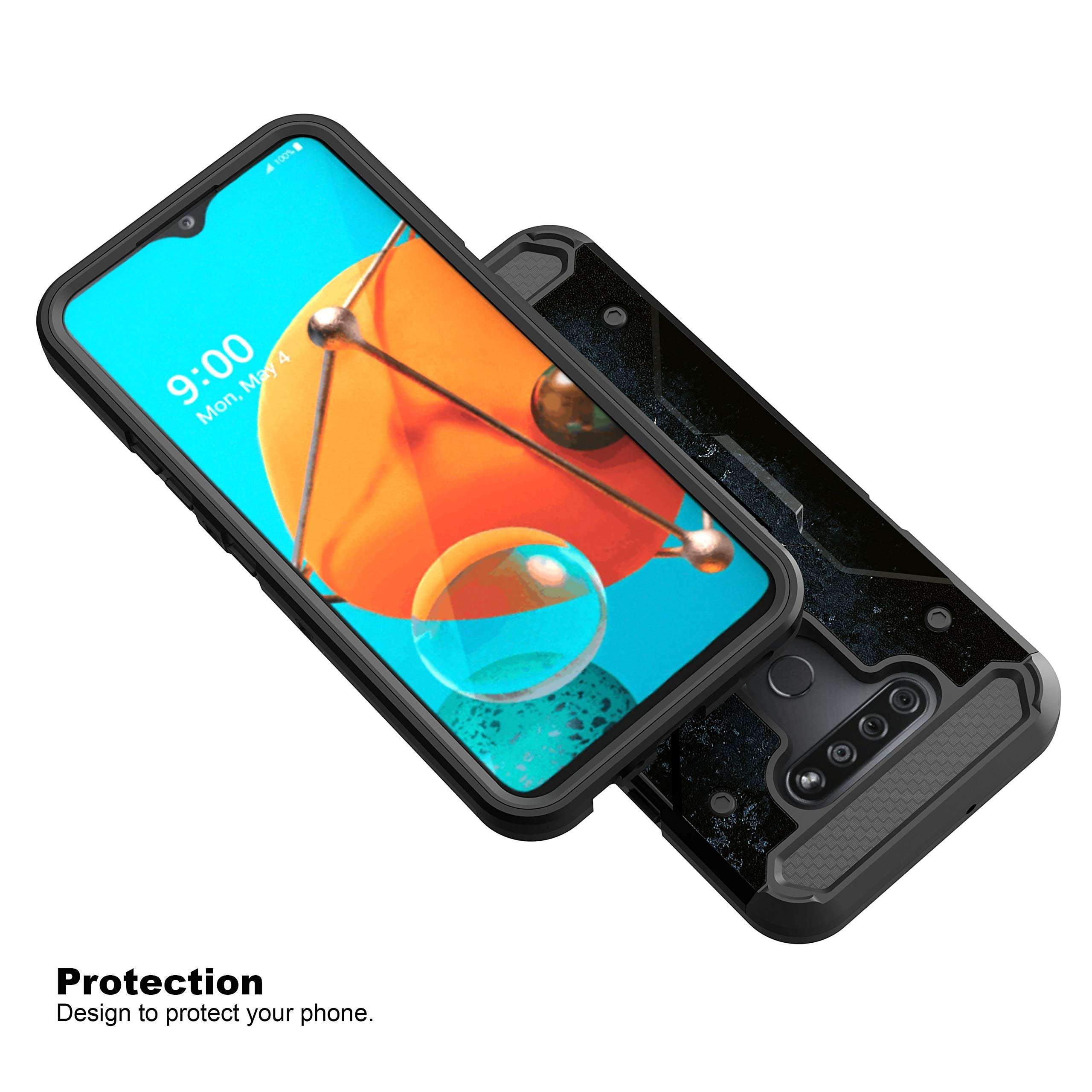 TurtleArmor | Compatible with LG K51 Case | LG Q51 Case | LG Reflect Case [Armor Pro] Full Body Protection Armor Hybrid Kickstand Rugged Cover Holster Belt Clip Case - Bat Signal 4
