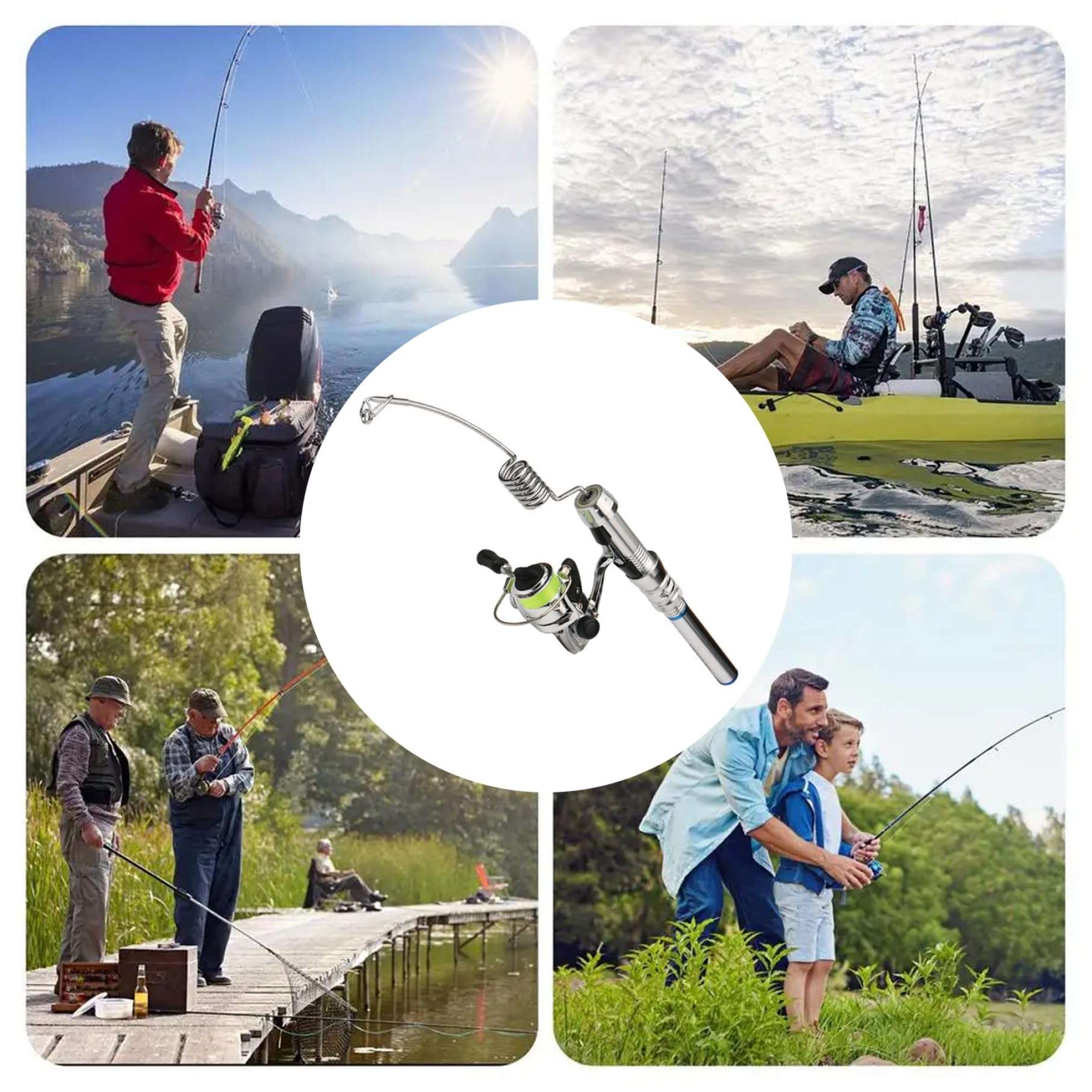 Yaoliucp Mini Fishing Rod Lightweight Portable All-Metal Elastic Mini Fishing Rod and Reel Rust-Resistant Non-Slip Pocket Fishing Rod for River Lake Ice Fishing, Mini Fishing Rod 3