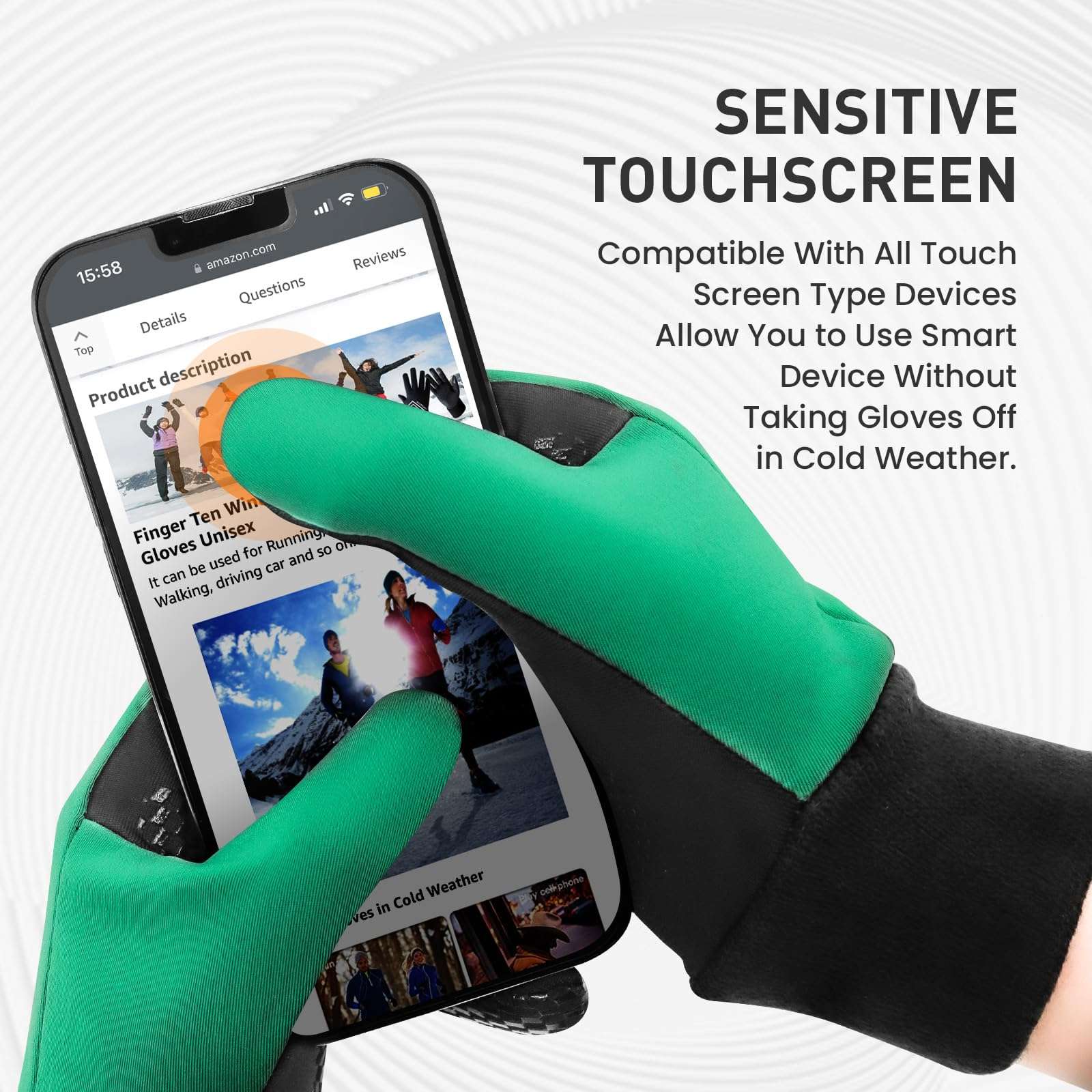 Winter Running Gloves Men Ladies Women for Cold Weather with Grip Lightweight Touchscreen Warm Gloves with Headband for Walking Driving Cycling Hiking (Black, X-Large) 2