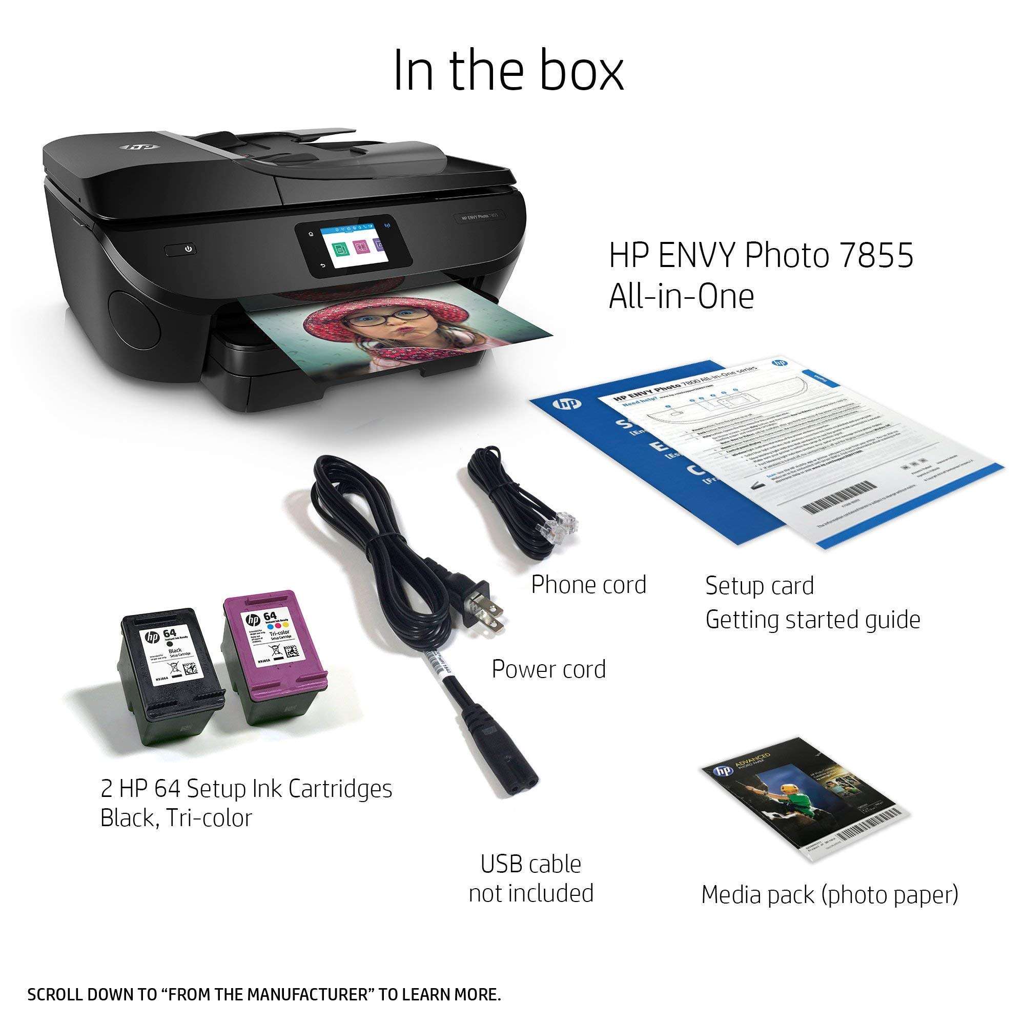 HP ENVY Photo 7855,Ccolor All In One Photo Printer with Wireless Printing, Instant Ink Ready (K7R96A) (Renewed) 4