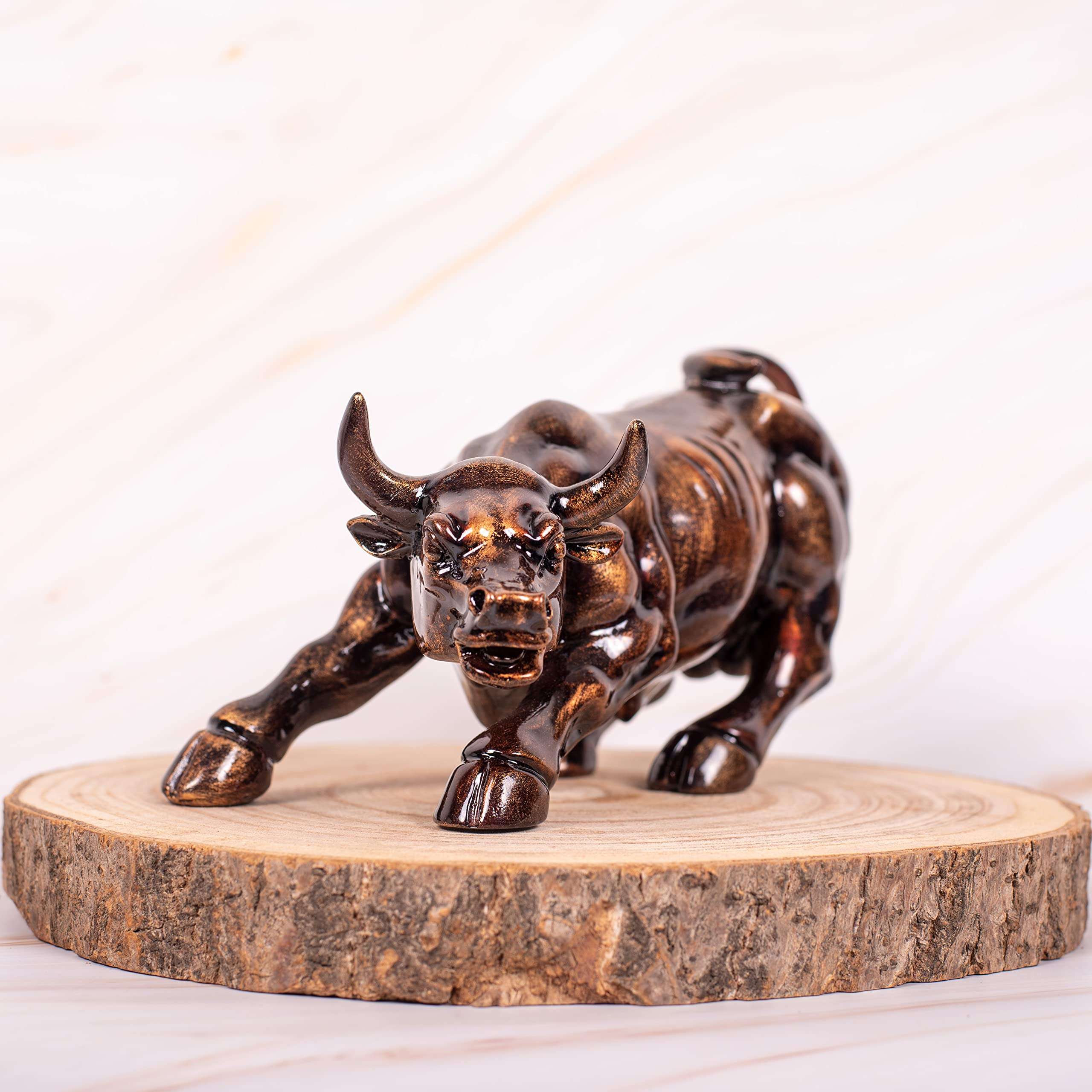 Aapki Marzi Original Replica of Wall Street Charging Bull | Stock Exchange Bull, 9 Inches, Resin Showpiece for Home Decor, 0.8 Kg, (Rustic Copper) 1