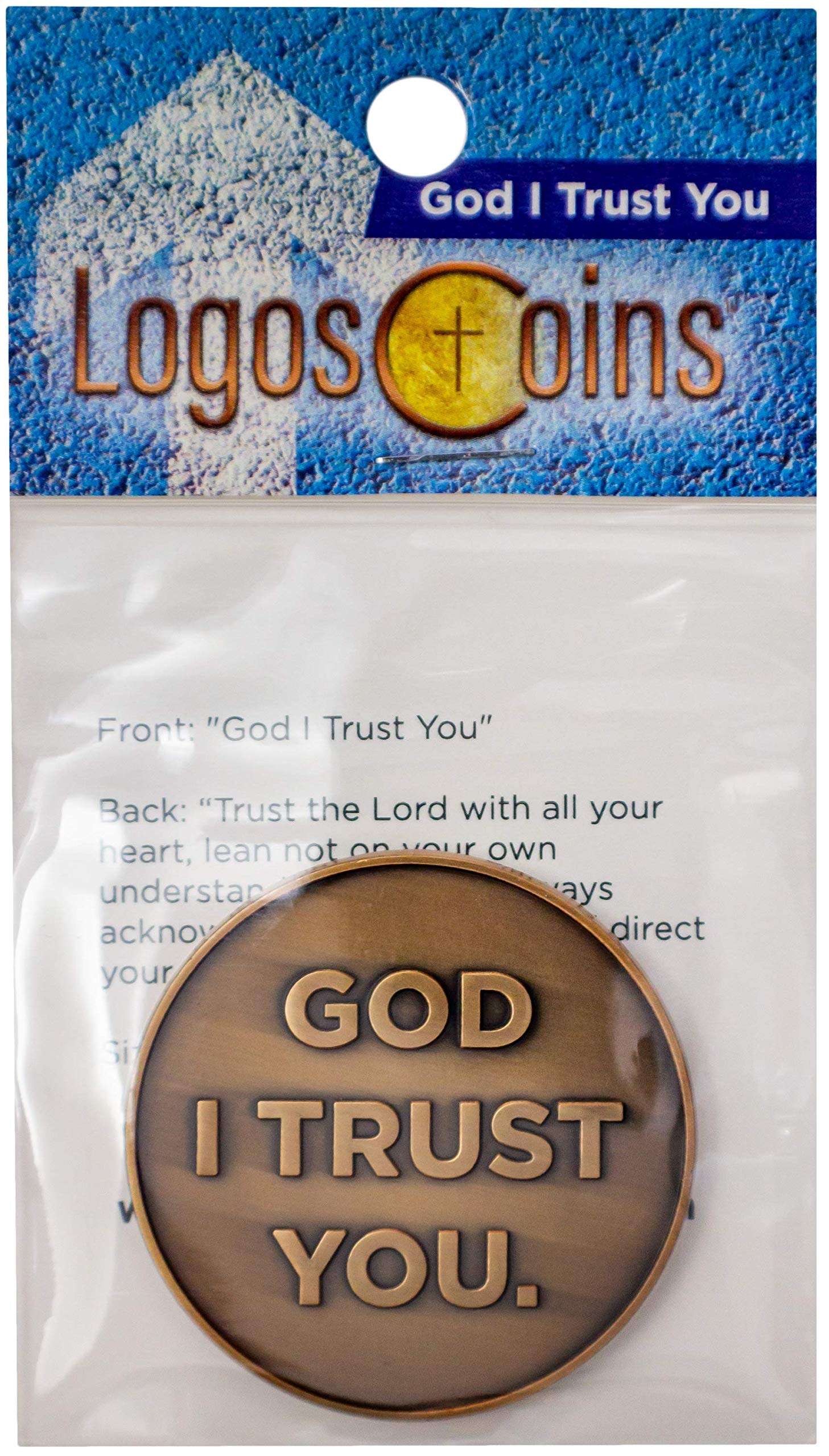 God I Trust You Christian Challenge Coin, Trust in The Lord with All Your Heart, Pocket Token of Trust and Serenity, Antique Gold Plated Proverbs 3:5-6 Gift 4
