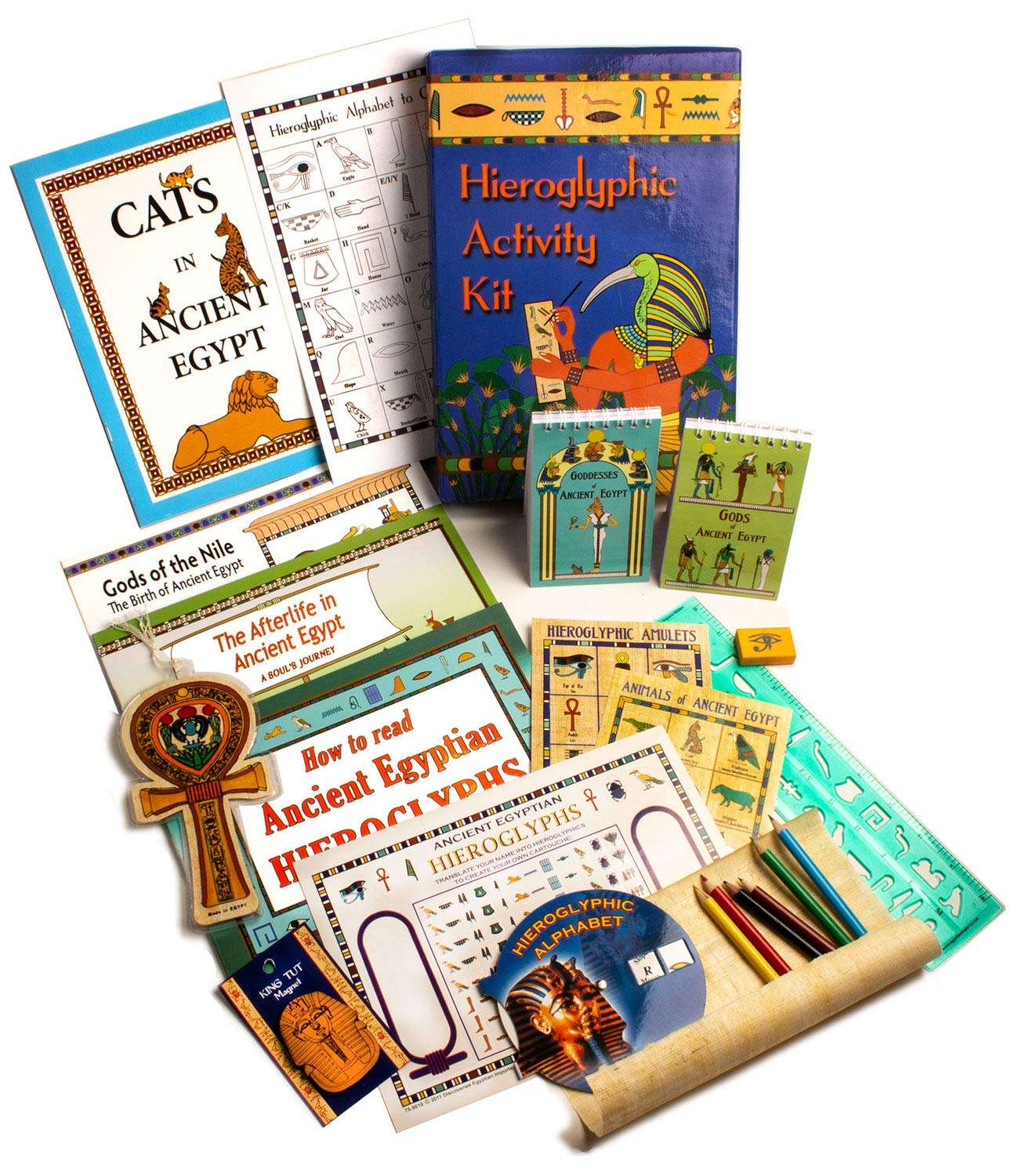 Discoveries Egyptian Imports - Egyptian Adventure Activity Kit - Made in Egypt - Stickers, Magnet, Ruler, Books 1