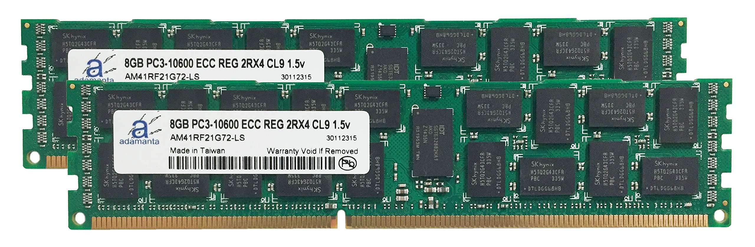 Adamanta 16GB (2x8GB) Server Memory Upgrade for Dell PowerEdge T410 DDR3 1333MHz PC3-10600 ECC Registered 2Rx4 CL9 1.5v 36 IC 1