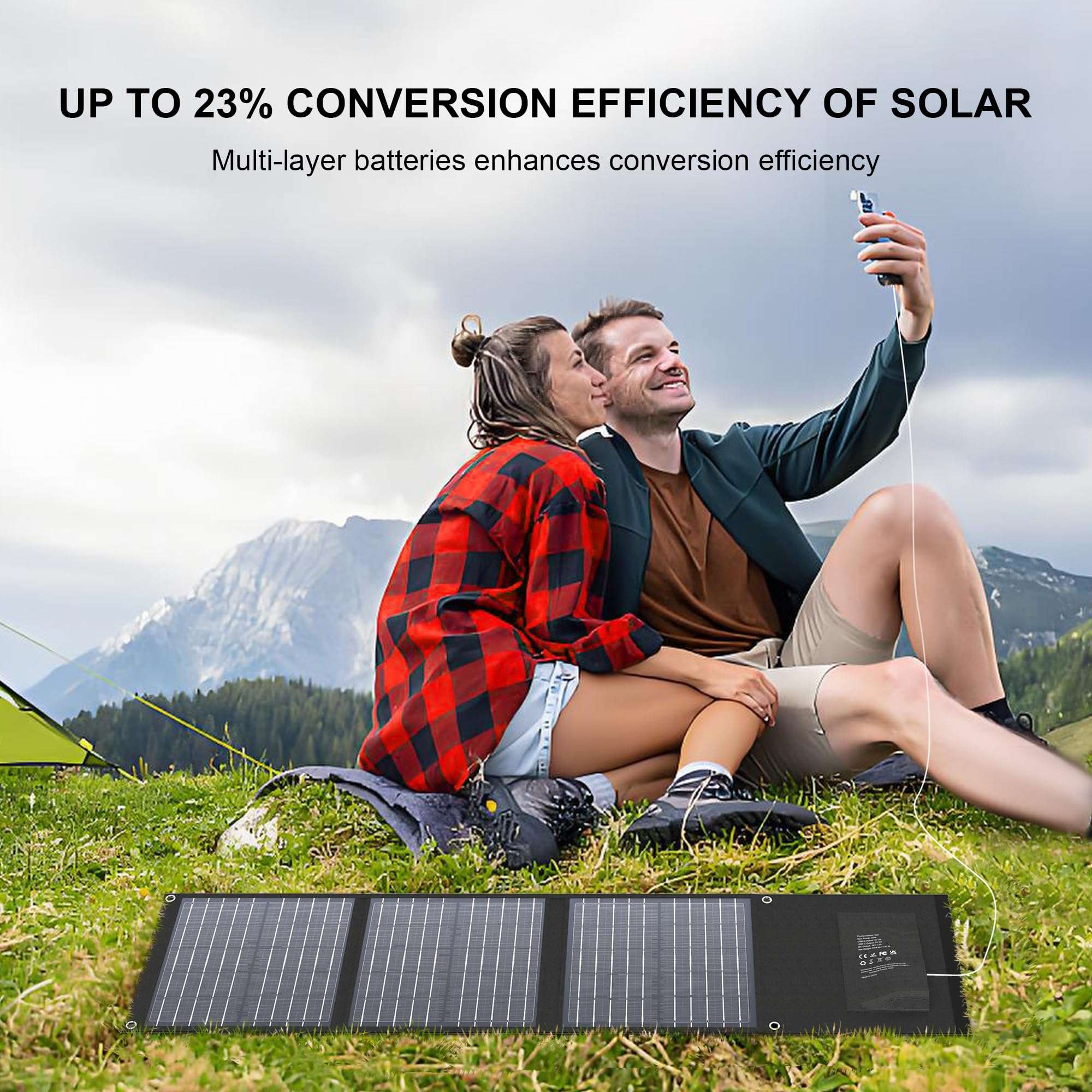Enginstar 22W Portable Solar Panel for Power Station Solar Charger for Solar Generator Foldable Solar Panel for Camping RV Trip, QC3.0 USB Ports & DC Output, Compatible with iPhone Ipad, Laptop etc 6