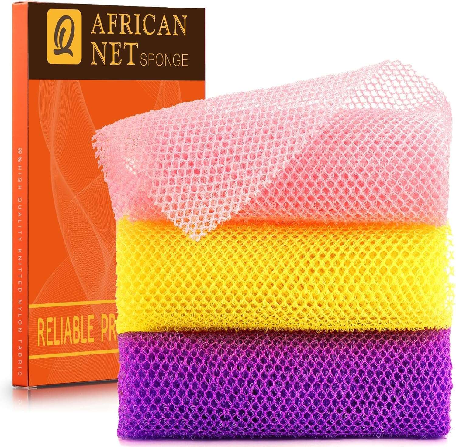TREASURELY 2 Pcs African Net Bath Sponge | Long Loofah Body Scrubber & Exfoliating Towel | Shower Sponge for Men & Women | Bathing Scrubber for Deep Cleaning, Skin Polishing & Smooth Skin (1, Standard)