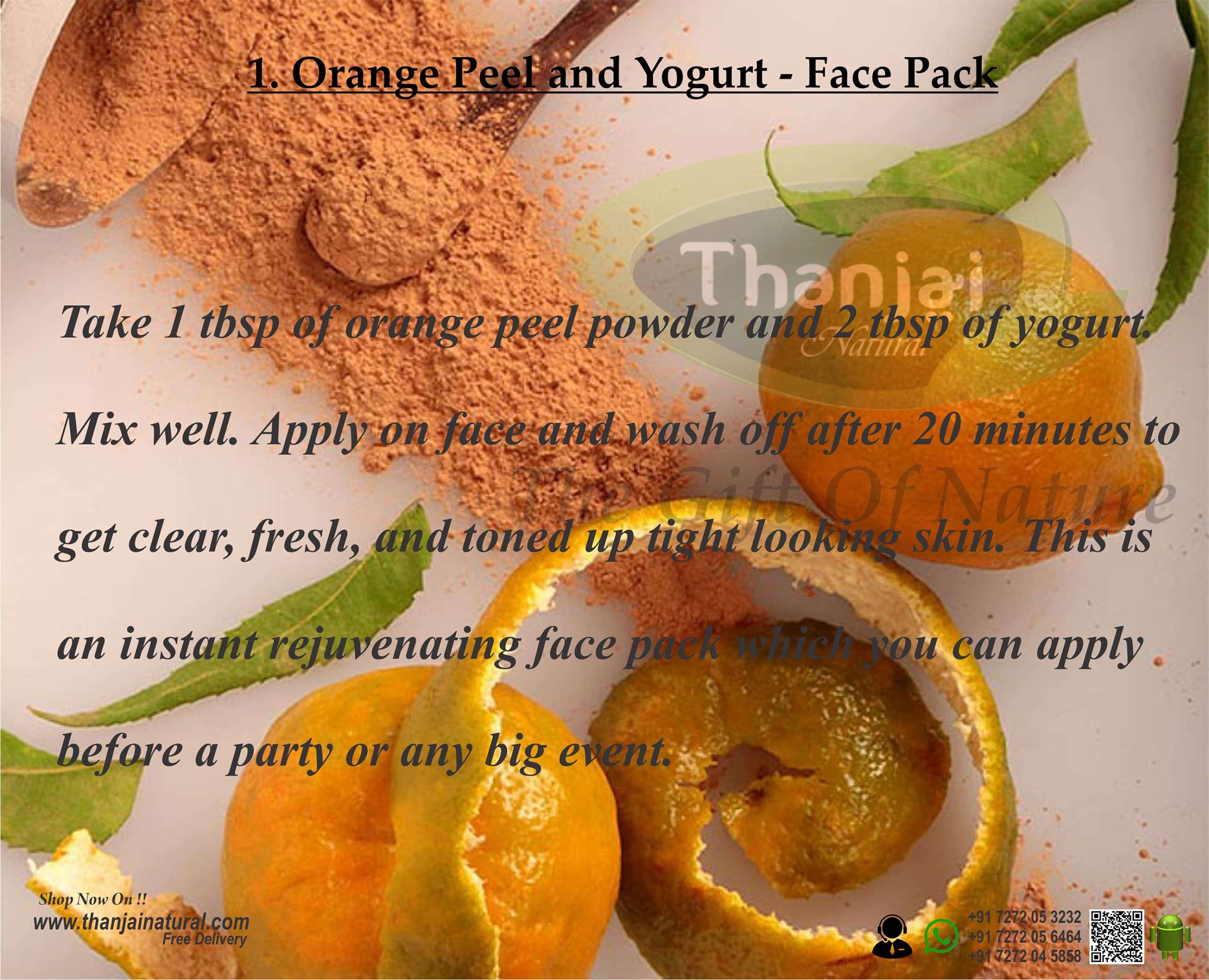 Thanjai Natural 100g Orange Peel Powder For Glowing Skin | Oil Control | Tan Removal | Skin whitening | Natural Skin cleanse and Natural Face pack 4