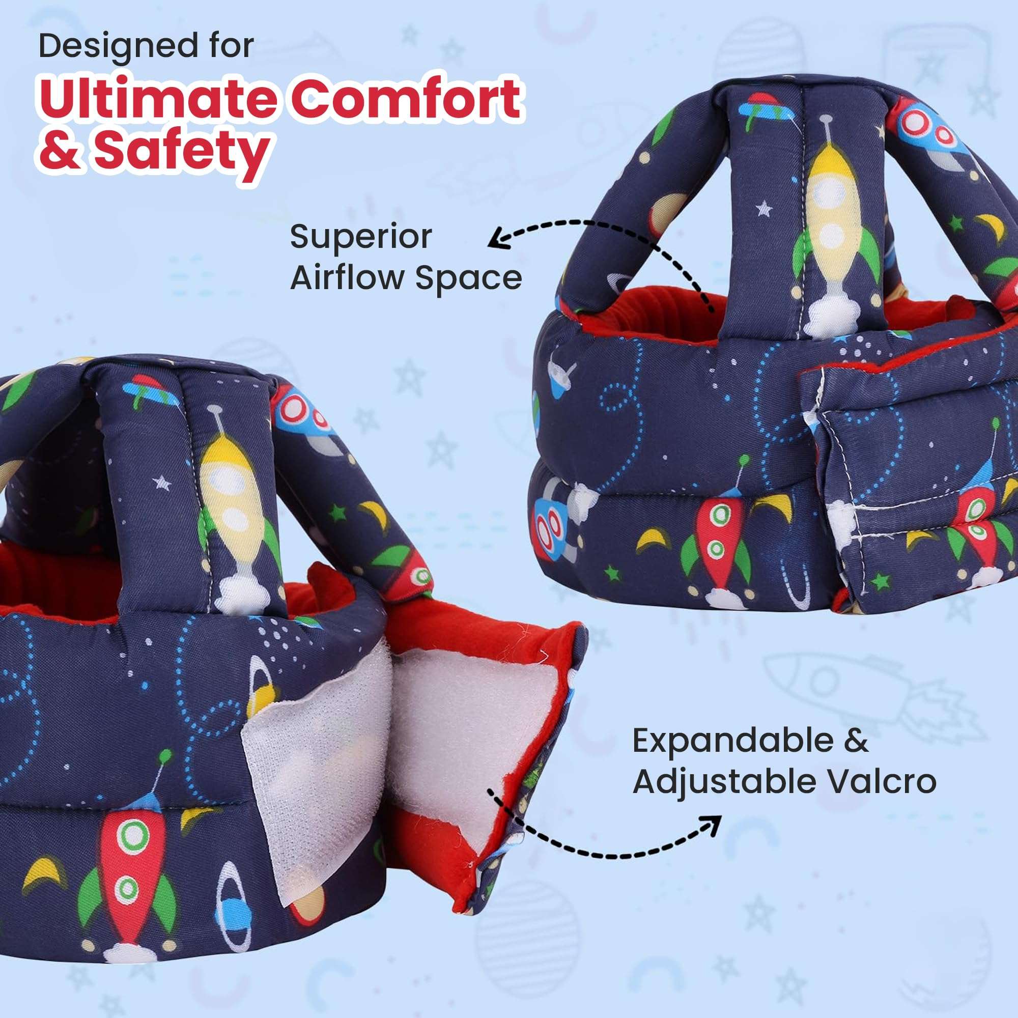 VIVATRA Adjustable Baby Head Protector Cap for Toddlers, Soft Padded Safety Helmet for Walking & Crawling, Lightweight, Shock-Absorbing Headgear for Infants, Anti-Fall Protection Hat 5