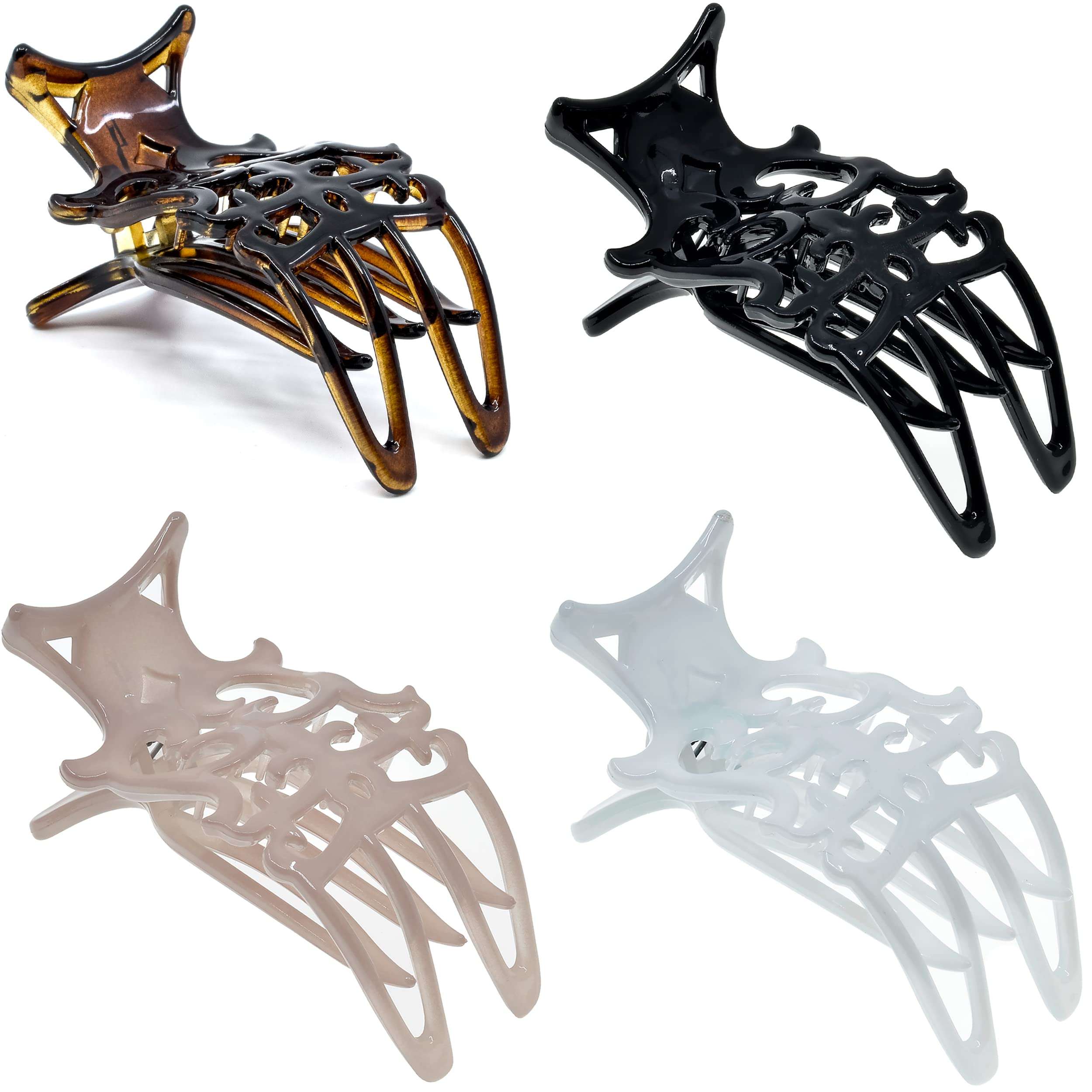 Camila Paris 4 Color Bundle French Hair Clip for Women, Hair Side Clips, 3 inch Girls Hair Claw Clips Jaw Fashion Durable Styling Hair Accessories for Women, Strong Hold No Slip Grip, Made in France