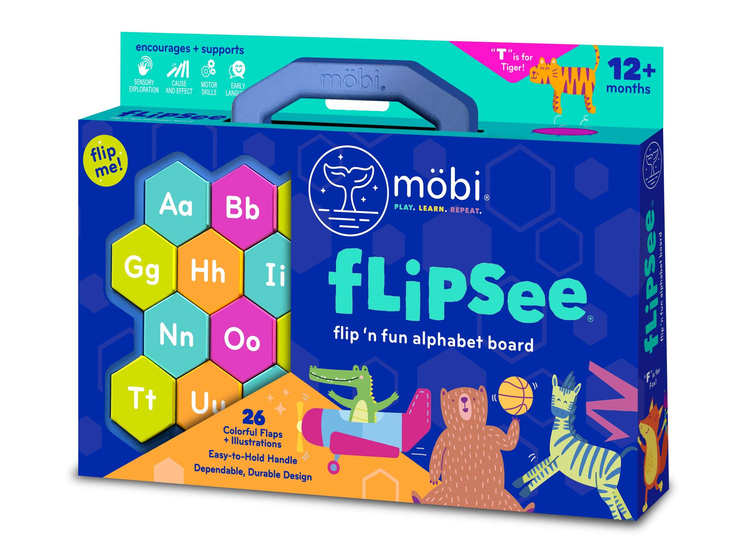 Mobi Flipsee Alphabet Learning Toy - Flip n' Fun Alphabet Board, ABC Montessori Game for Kids, Colorful Letter Tiles Learning Activity, for Ages 12 Months and Up - Pack of 1 1