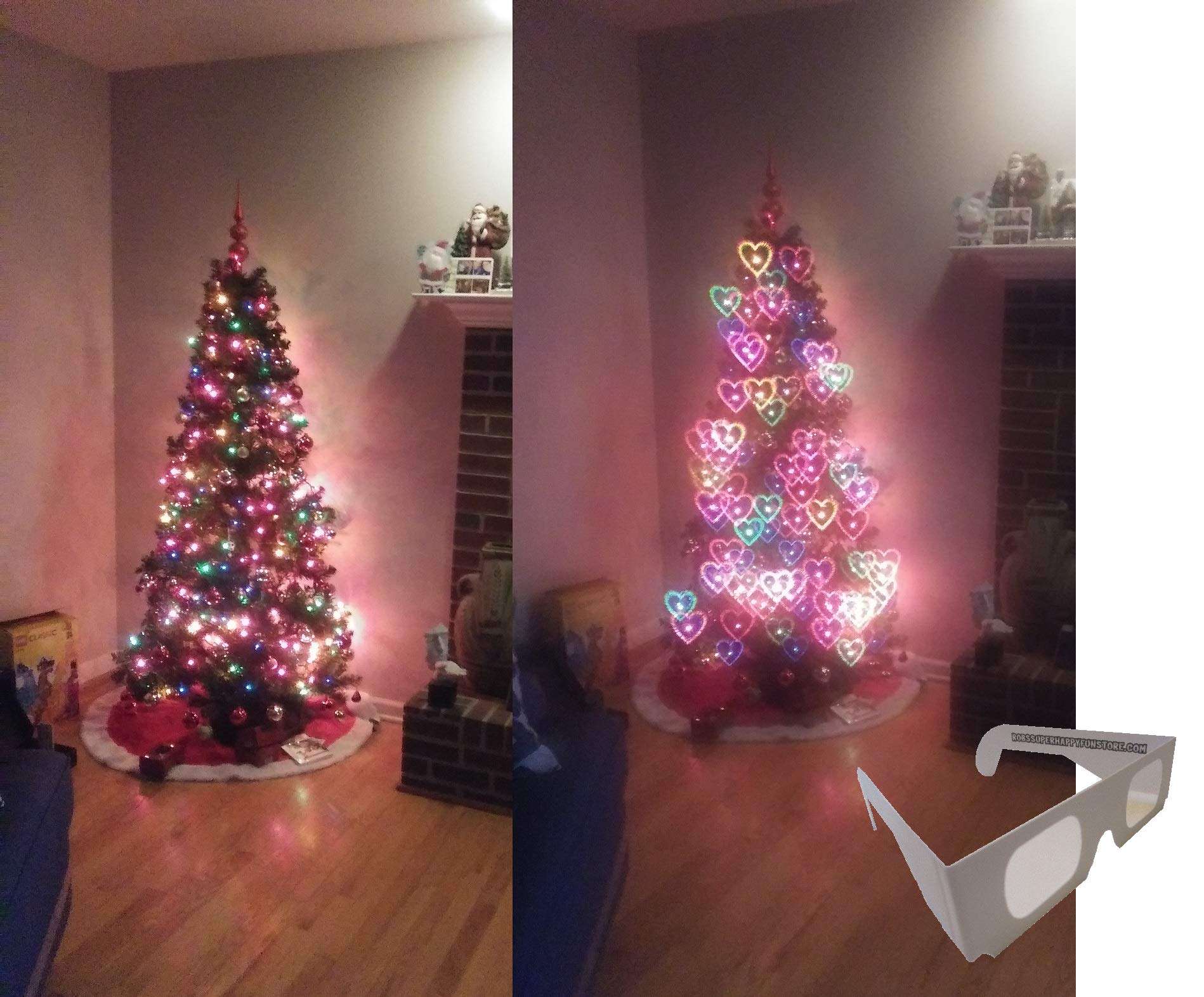 Fireworks Diffraction Glasses - 25 Rainbow Hearts (Plain White Frames) plus 25 Starburst Effect (Rave Waves Frames) - 50 Glasses Total for Fireworks, Holiday Lights, Wedding Receptions, Rave Events 3